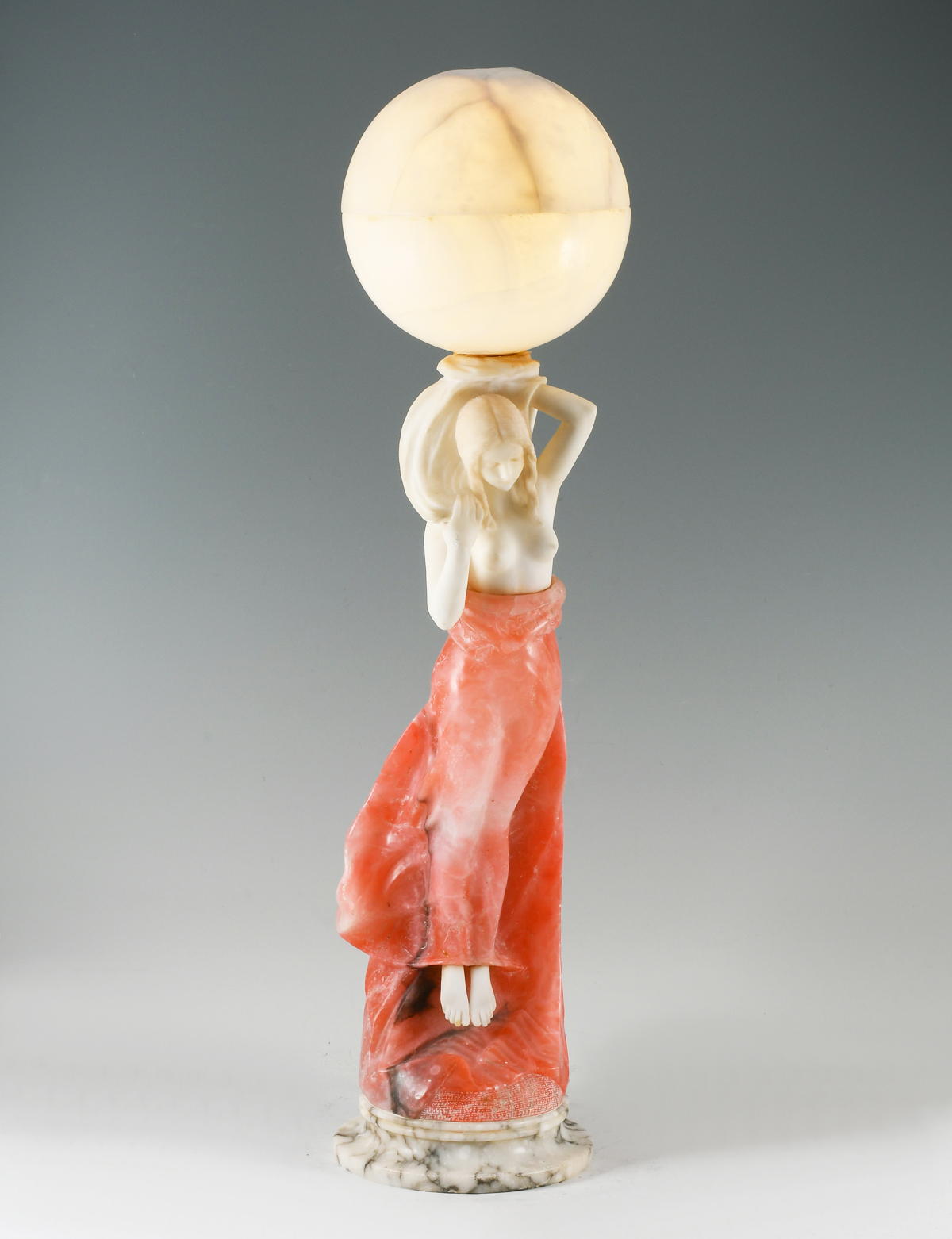 NOUVEAU NUDE CARVED ALABASTER MARBLE 3697b4