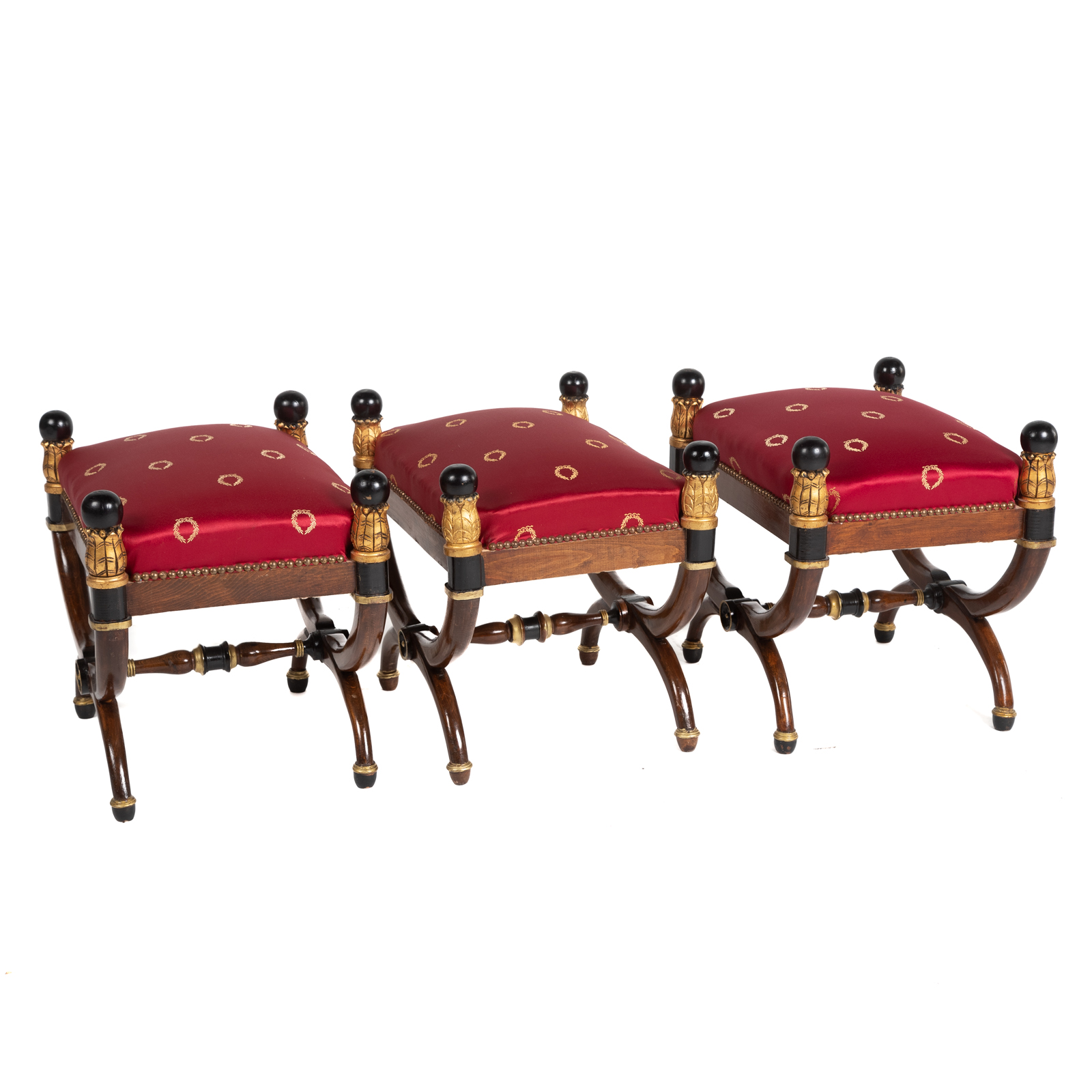 SET OF 3 FRENCH EMPIRE STYLE UPHOLSTERED