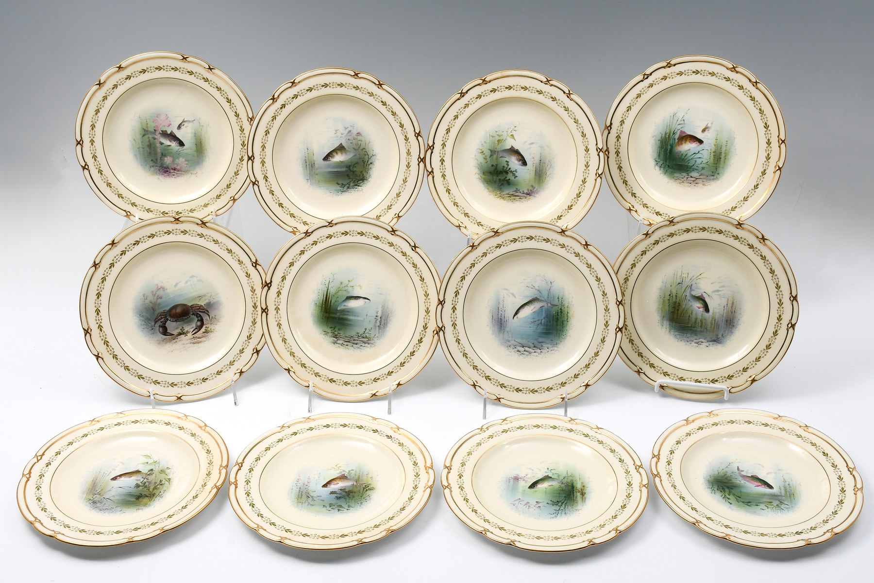 12 PC. TIFFANY & CO. FISH DECORATED