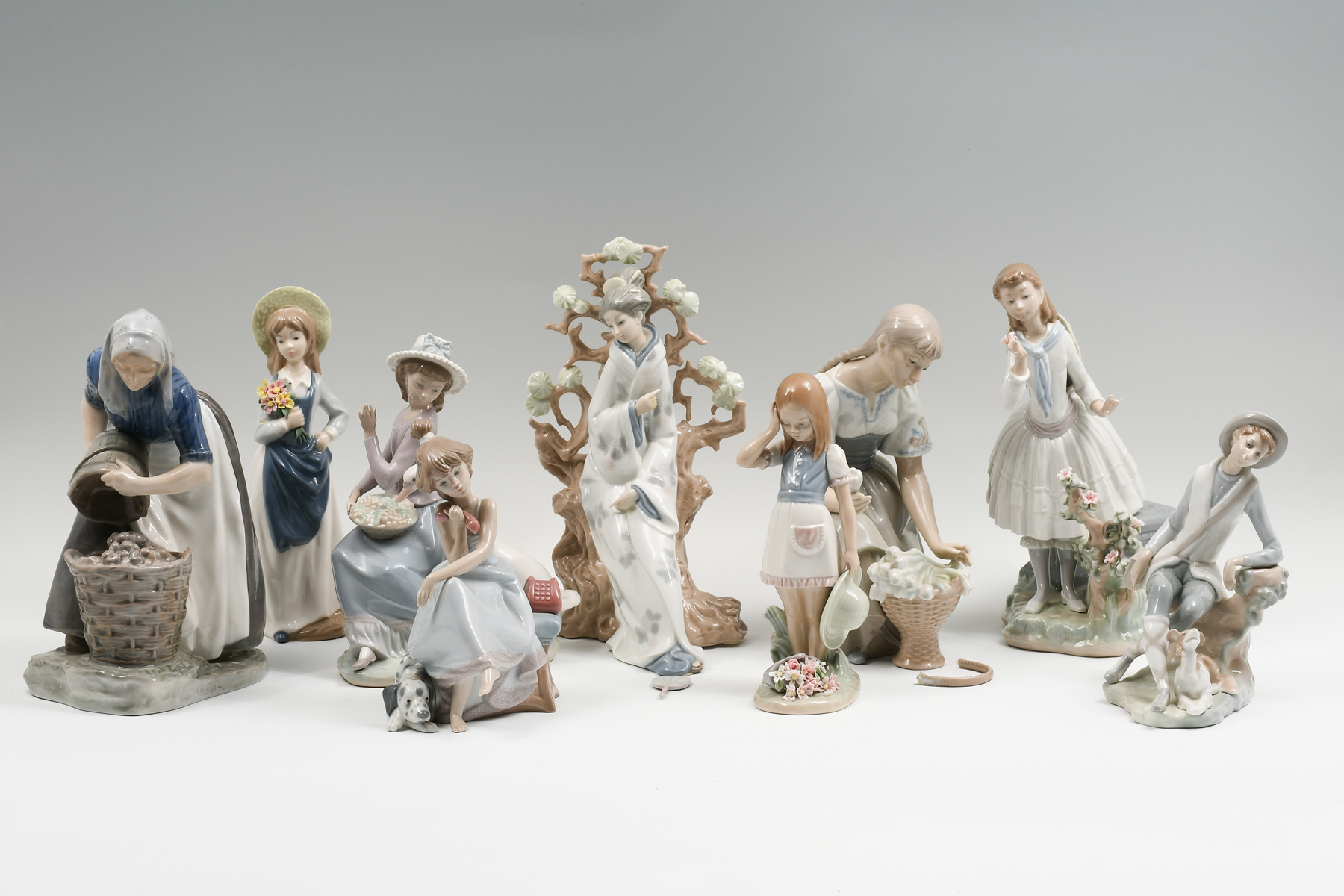 7-PC. LLADRO FIGURAL PORCELAINS: