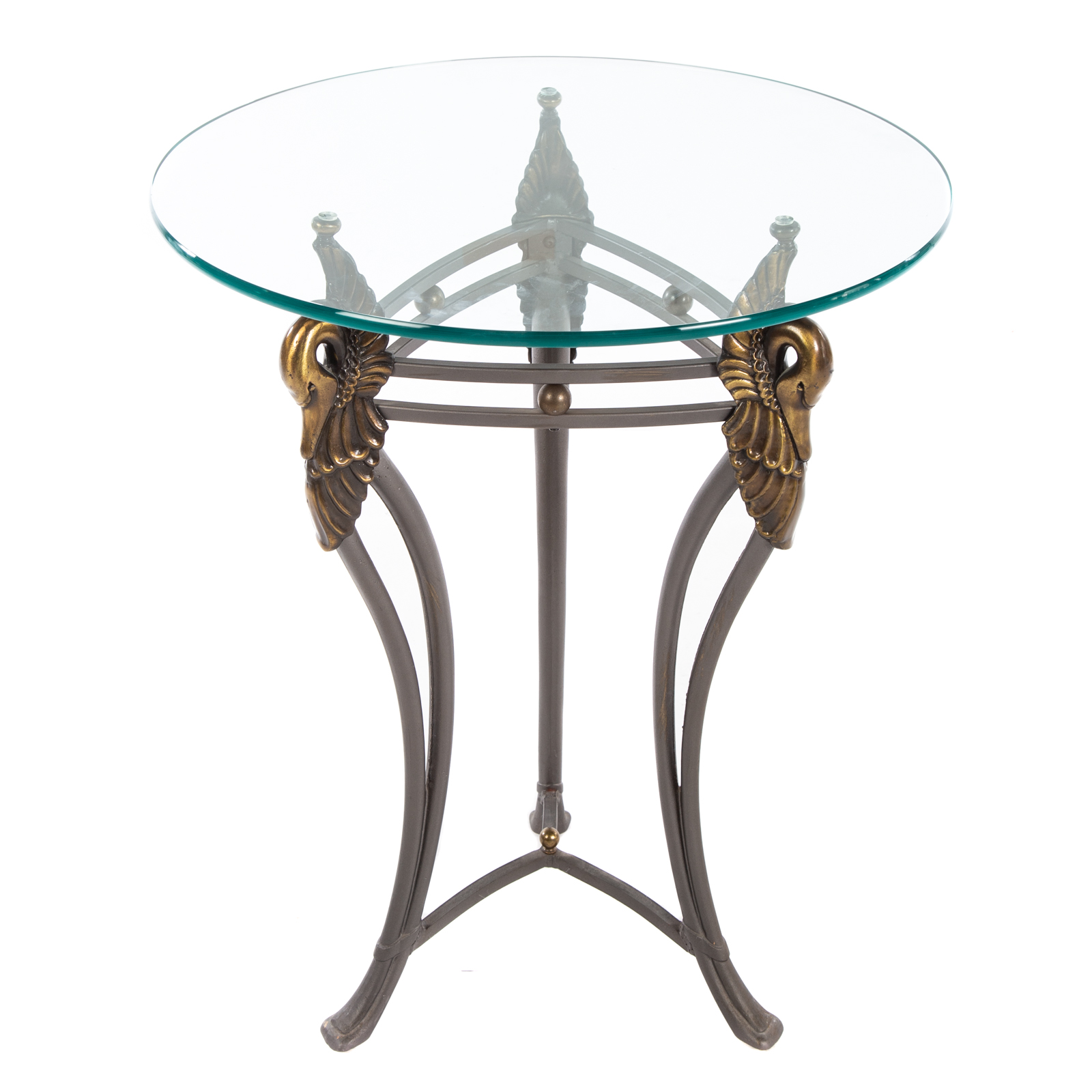 CONTEMPORARY GLASS & BRASS LAMP TABLE