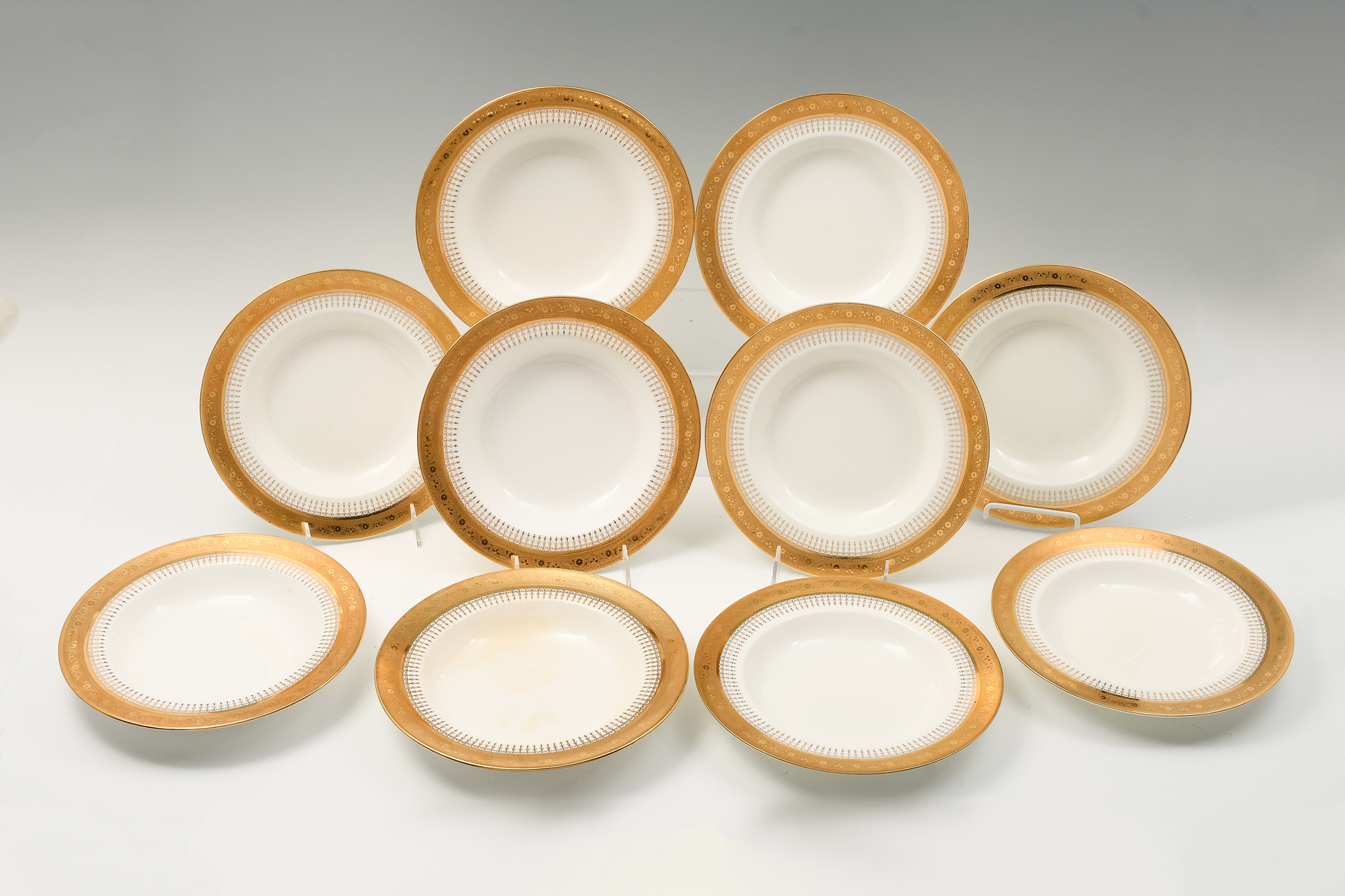 10- MINTON SOUP BOWLS WITH GOLD