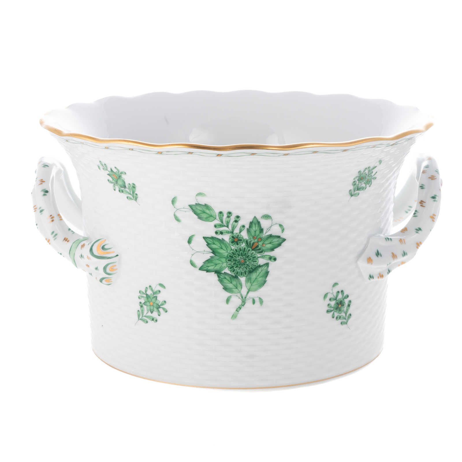 HEREND PORCELAIN CACHE POT In the