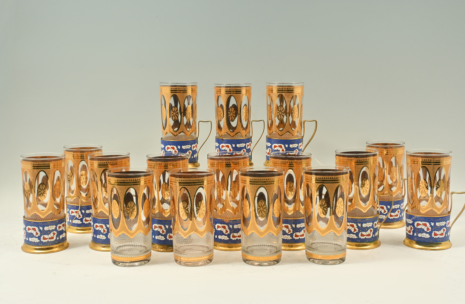 1950S RUSSIAN ENAMELED BARWARE: 28-Piece