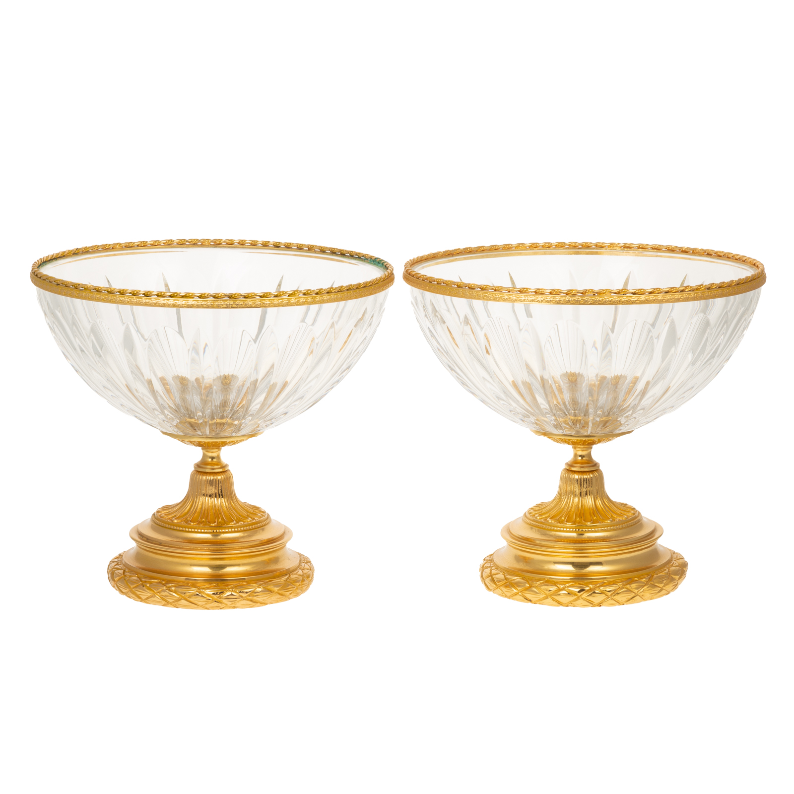 2 BACCARAT STYLE GILT METAL MOUNTED 3698f6