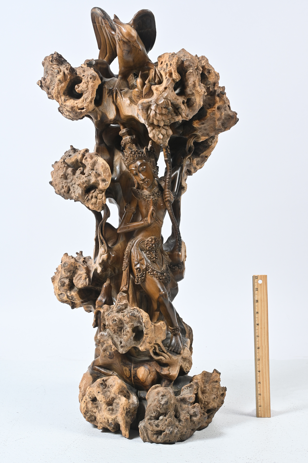 INTRICATELY CARVED THAI TREE ROOT SCULPTURE: