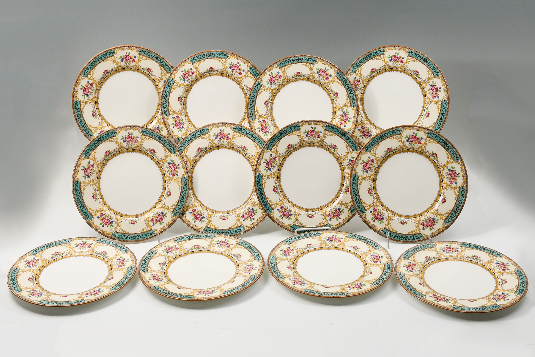 12 MINTON HAND-PAINTED PORCELIAN DINNER