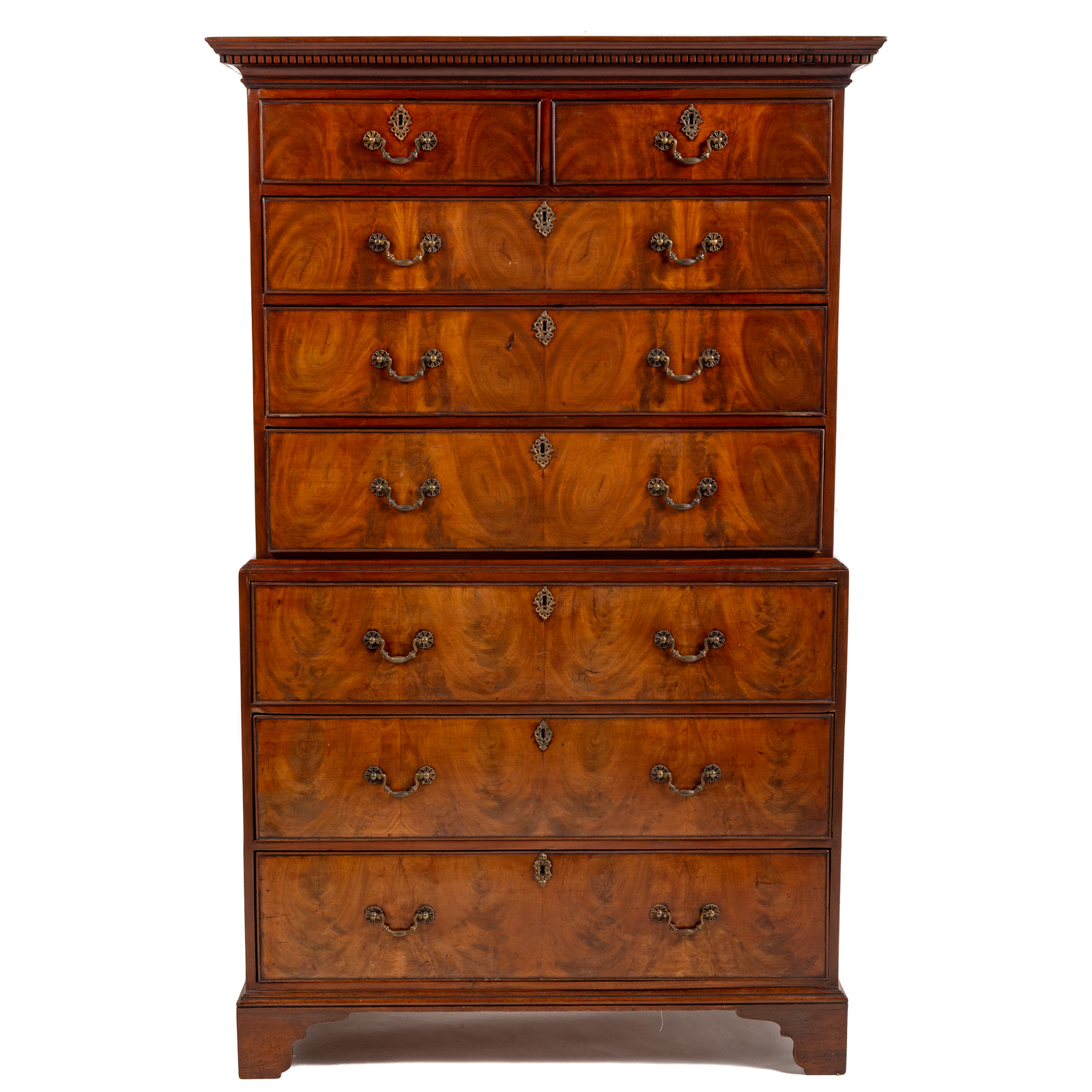 GEORGE III MAHOGANY CHEST ON CHEST