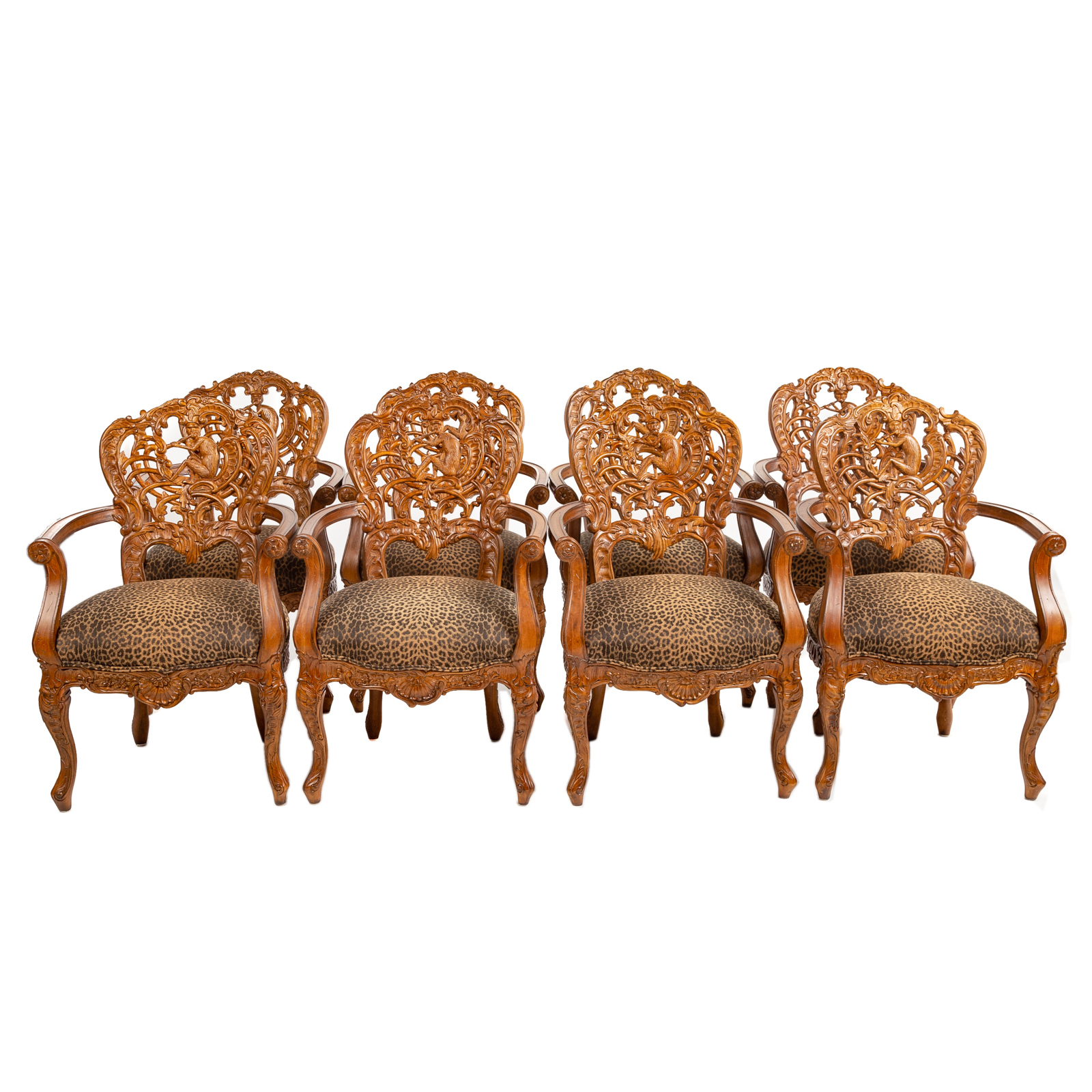 SET OF EIGHT COUNCIL CARVED DINING CHAIRS