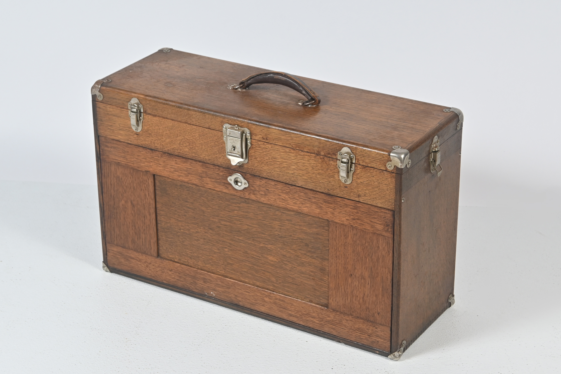 OAK MECHANICS CHEST W/ FRONT DOOR: