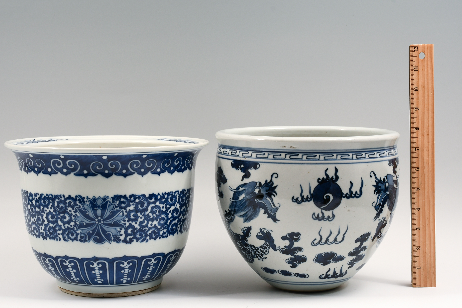 2 CHINESE BLUE & WHITE PLANTERS: