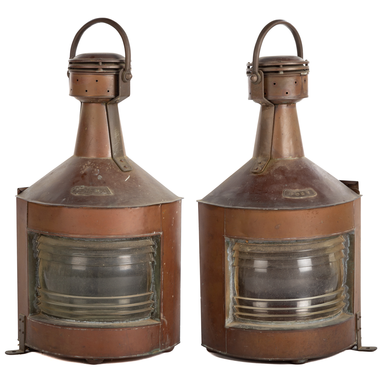 A PAIR OF COPPER SHIPS LANTERNS