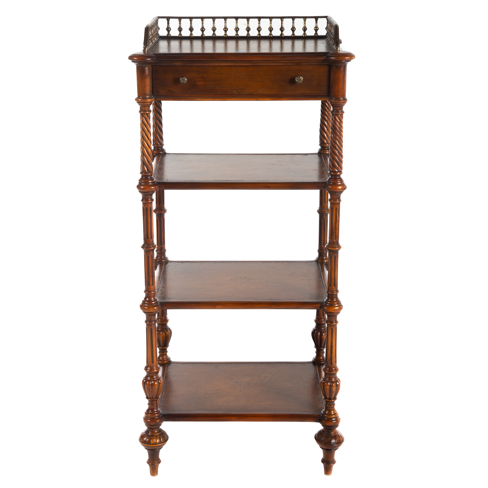 REGENCY STYLE LEATHER TOP ETAGERE 20th