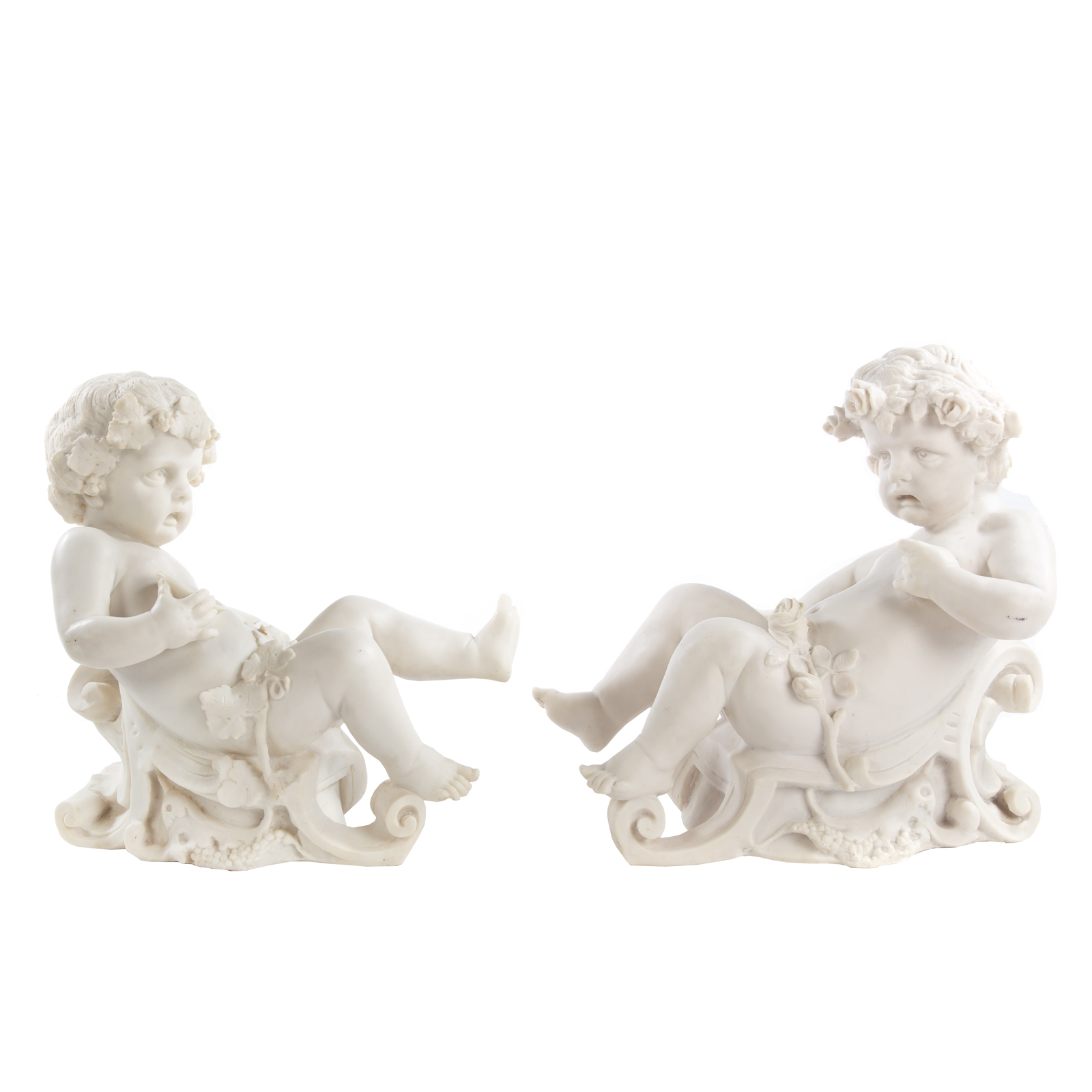 A PAIR OF PUTTI FIGURES 20th century;