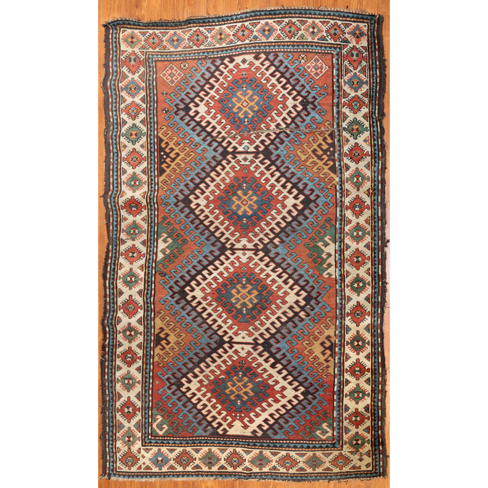 ANTIQUE KAZAK RUG, CAUCASUS, 4.3