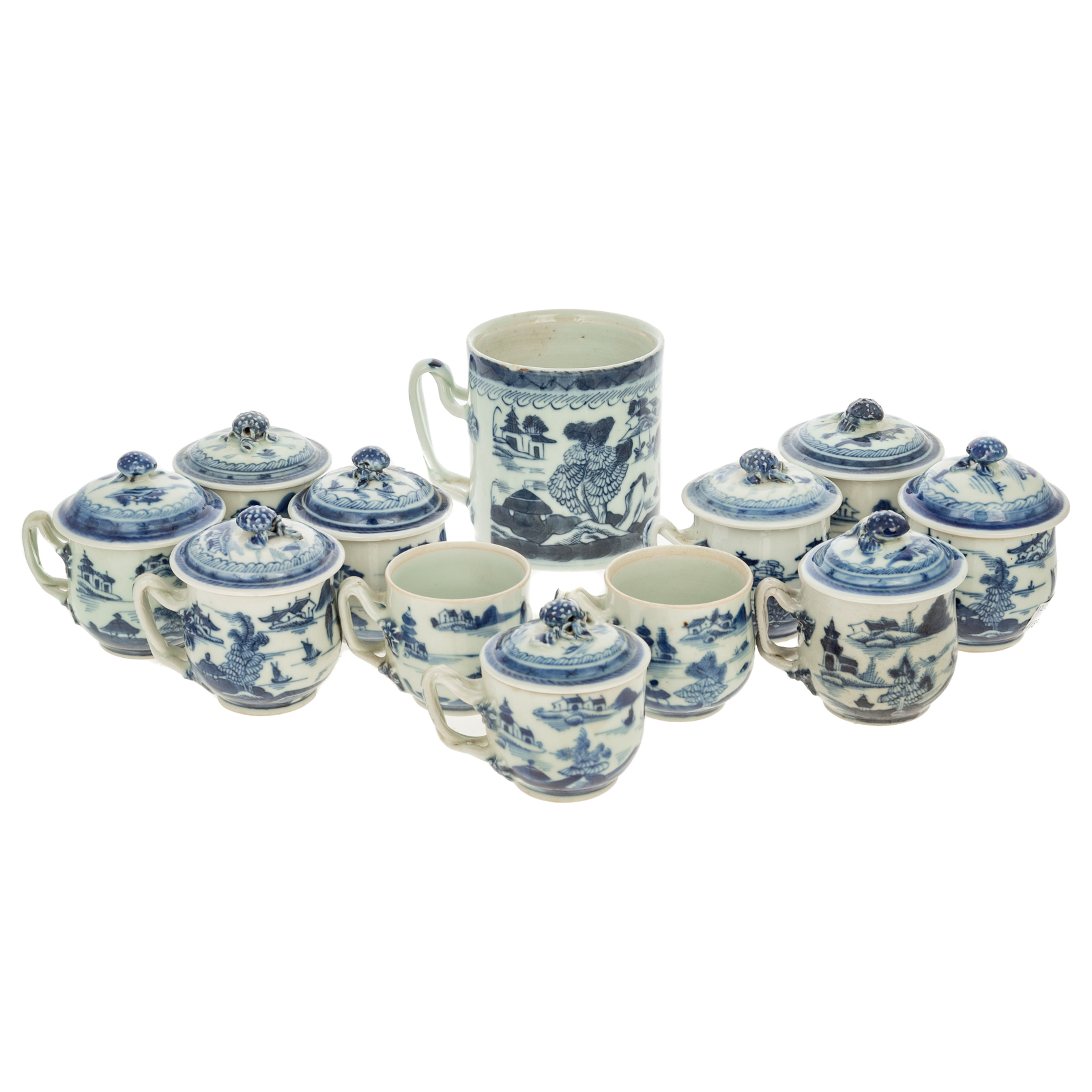 11 CHINESE EXPORT CANTON POT-DE-CREMES