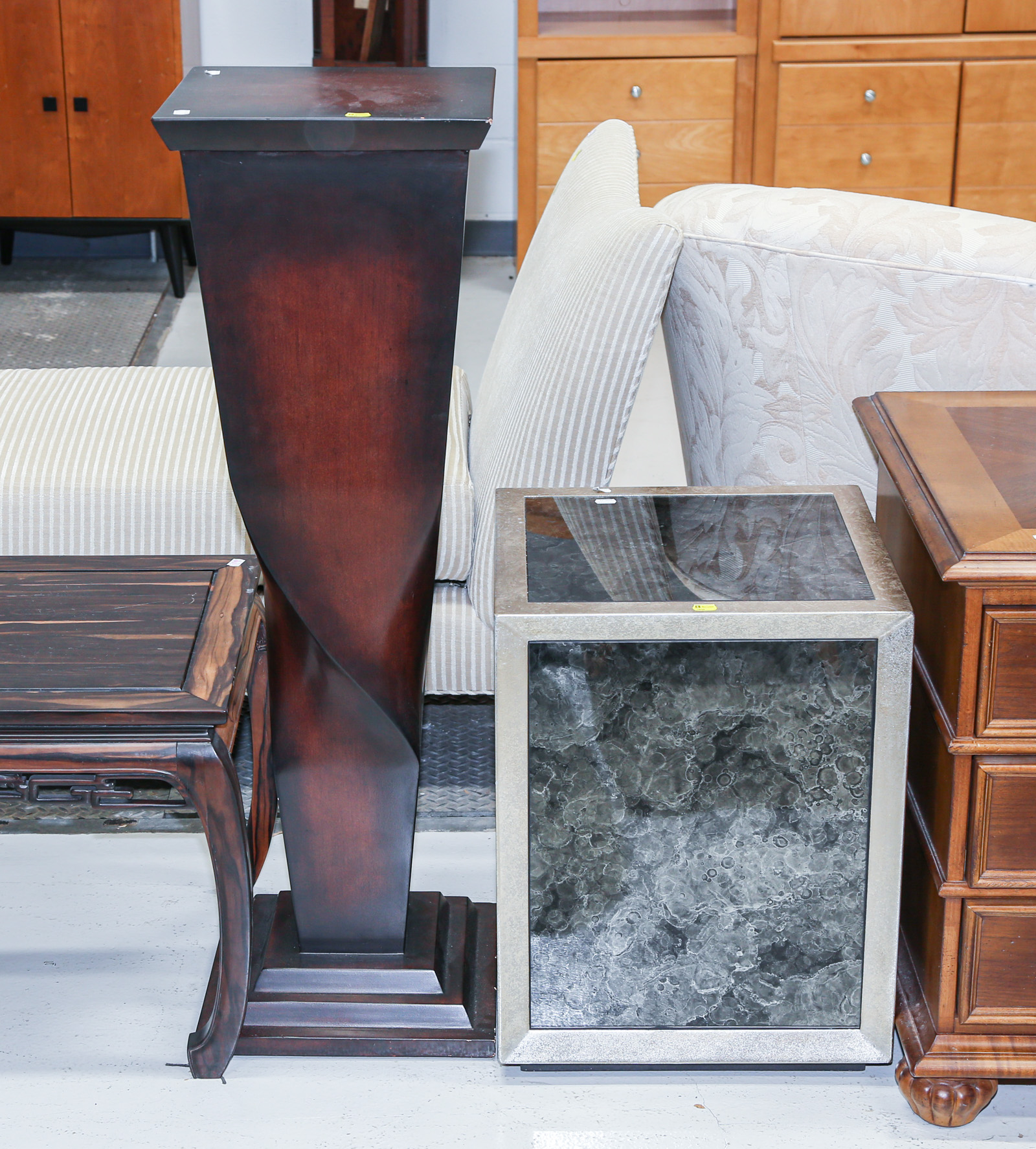 TWO MODERN STYLE PEDESTALS Including