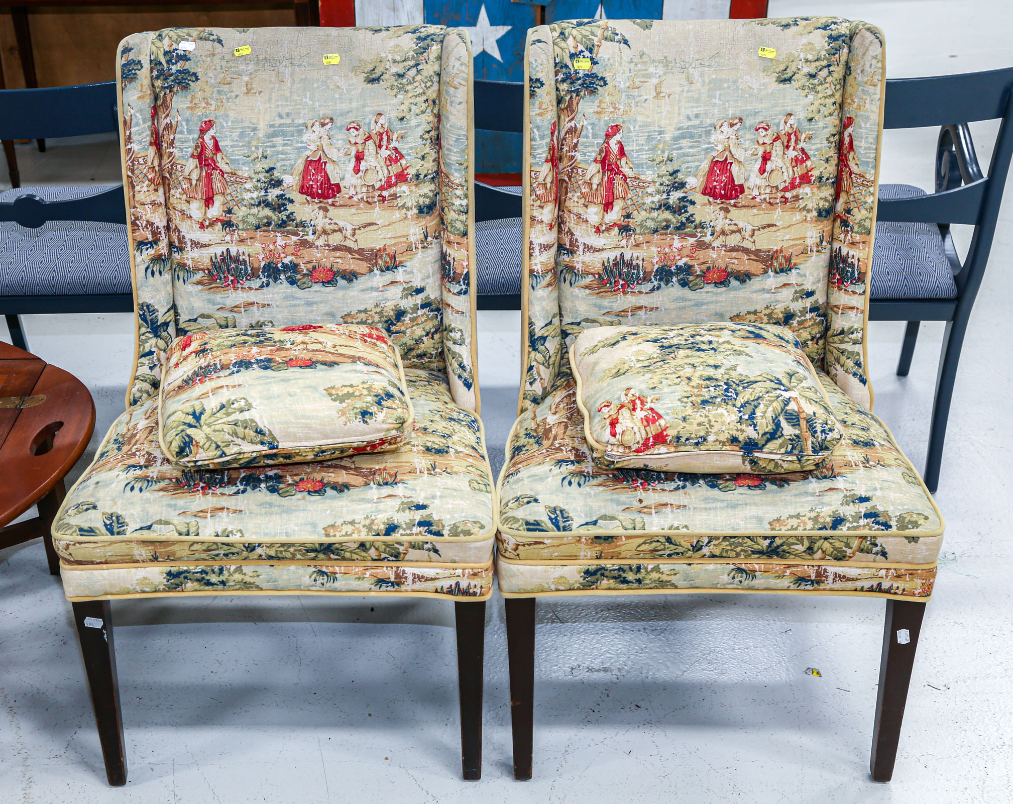 A PAIR OF HIGH BACK SIDE CHAIRS