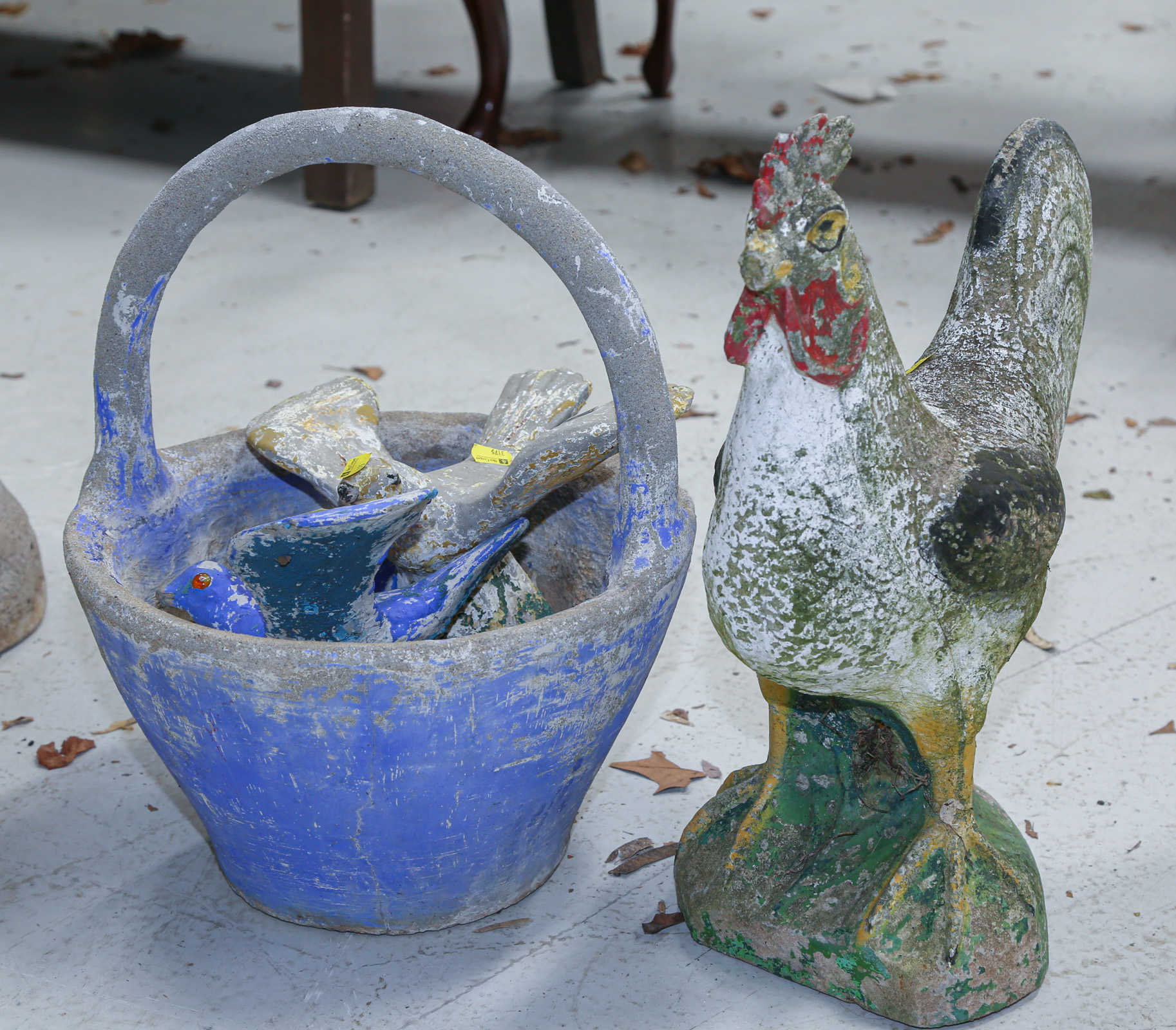 CAST CONCRETE ROOSTER WITH SIMILAR 369b34