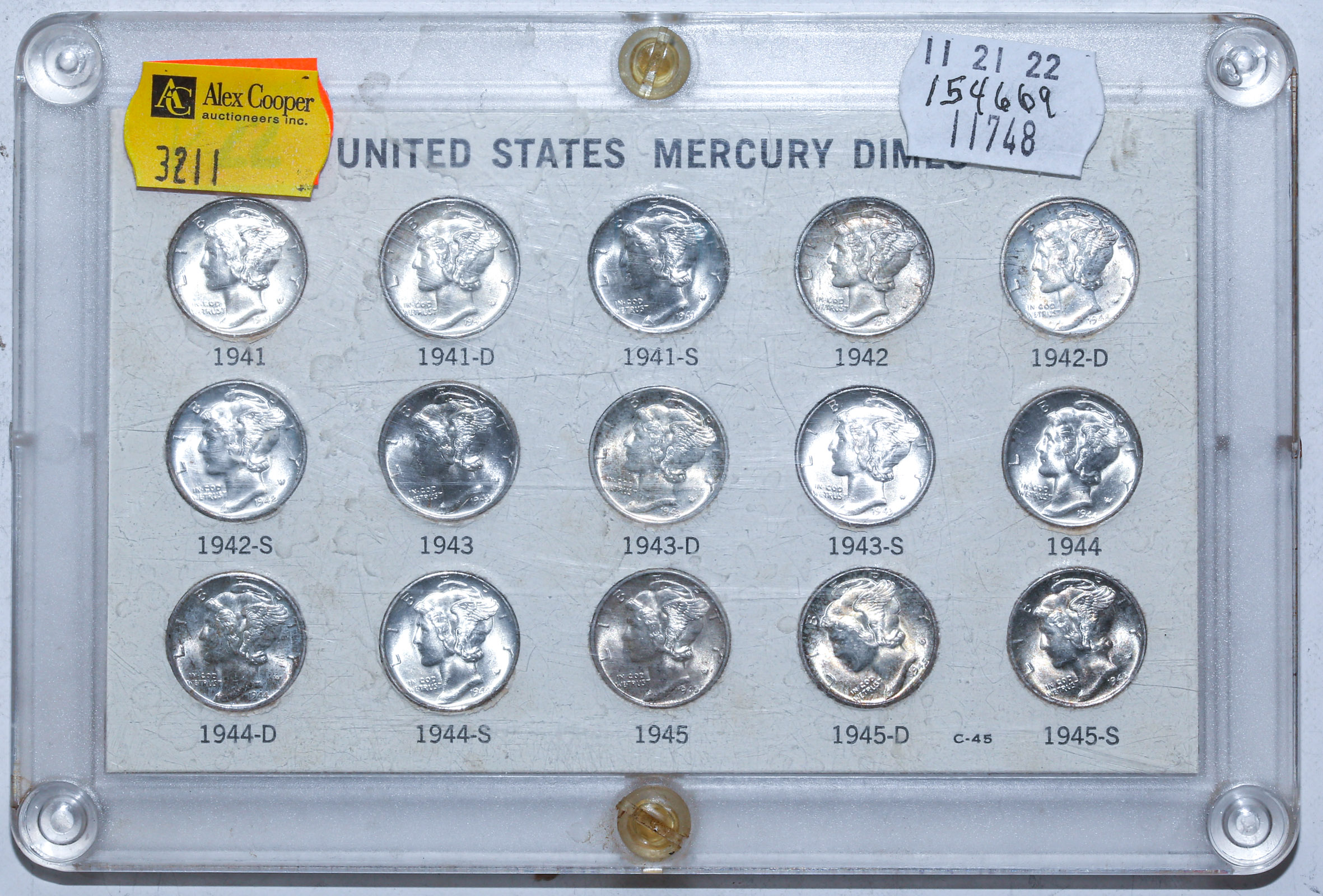 15 COIN MERCURY DIME SHORT SET 369b57