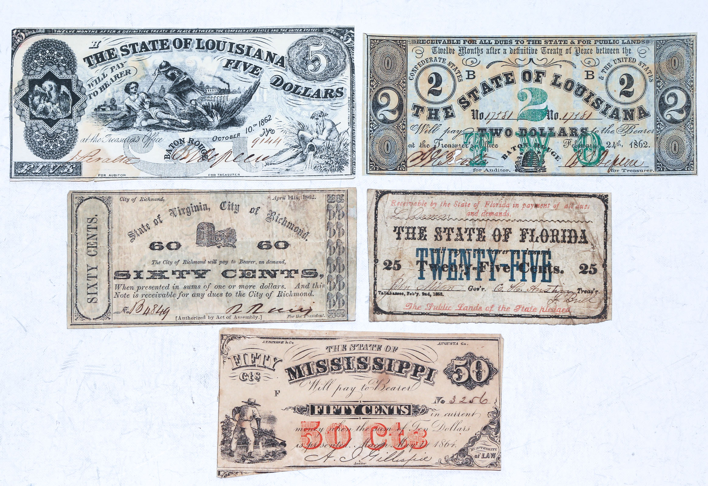 COLLECTION OF SOUTHERN STATES CURRENCY