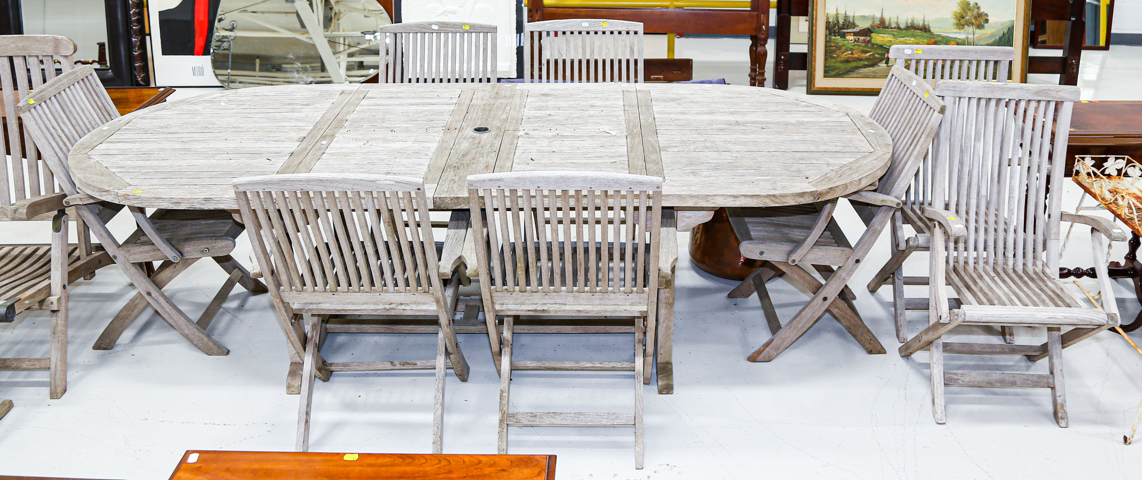 NINE PIECE WOOD PATIO SET Including 369b84