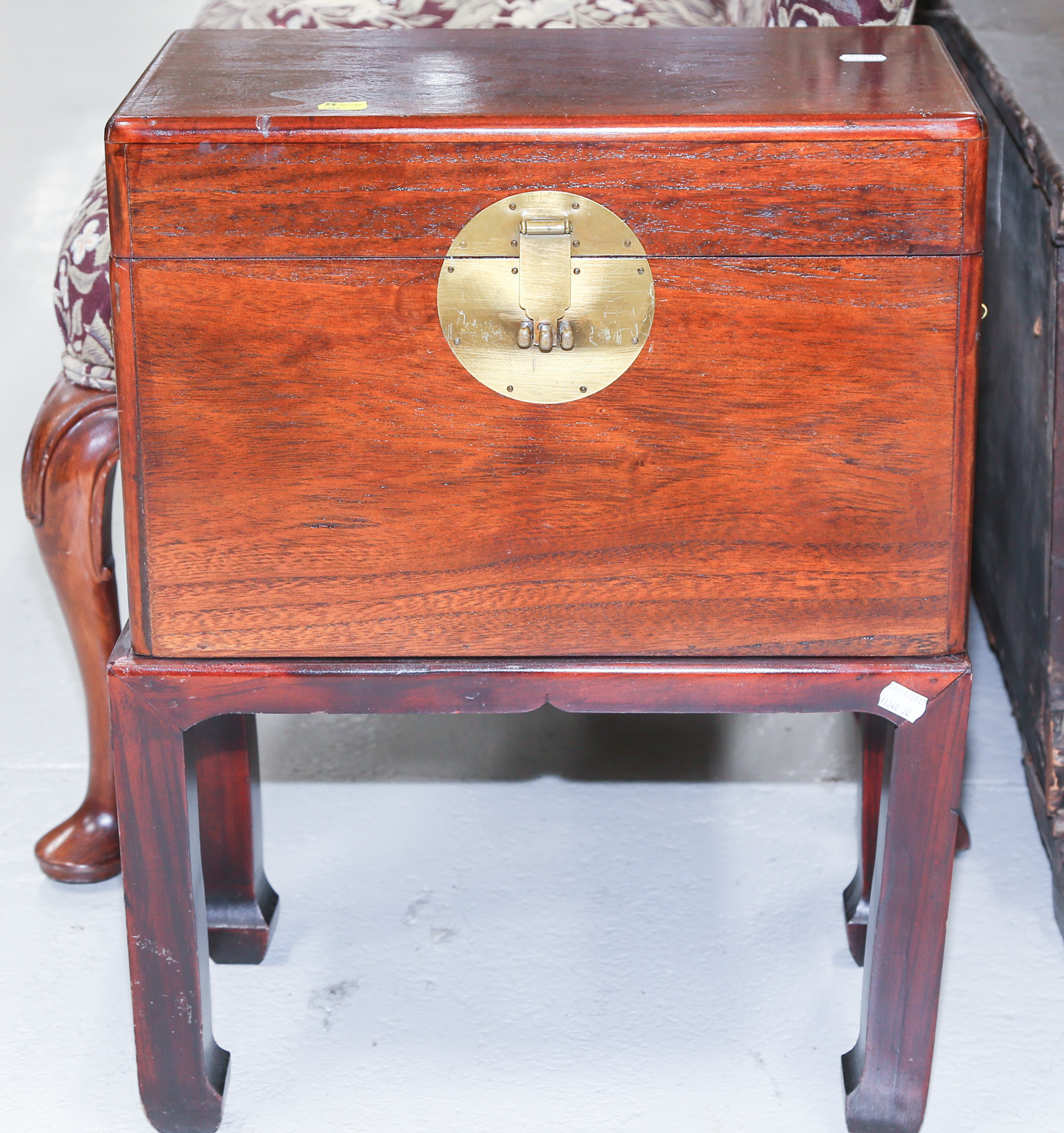 CHINESE MAHOGANY CHEST ON STAND 369b9d