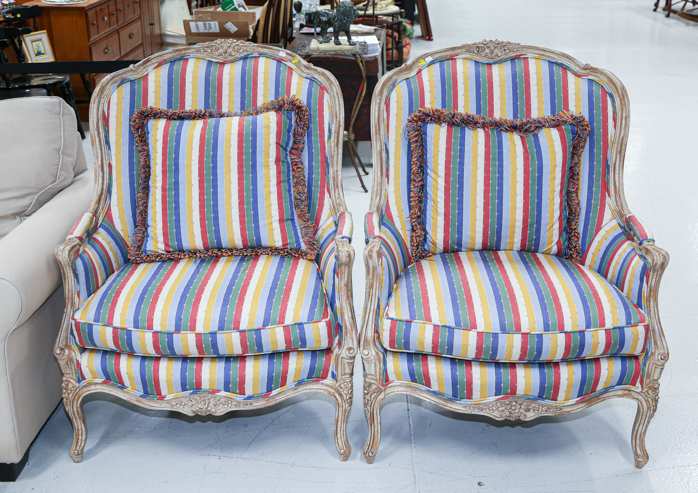 A PAIR OF LOUIS XV STYLE ARMCHAIRS