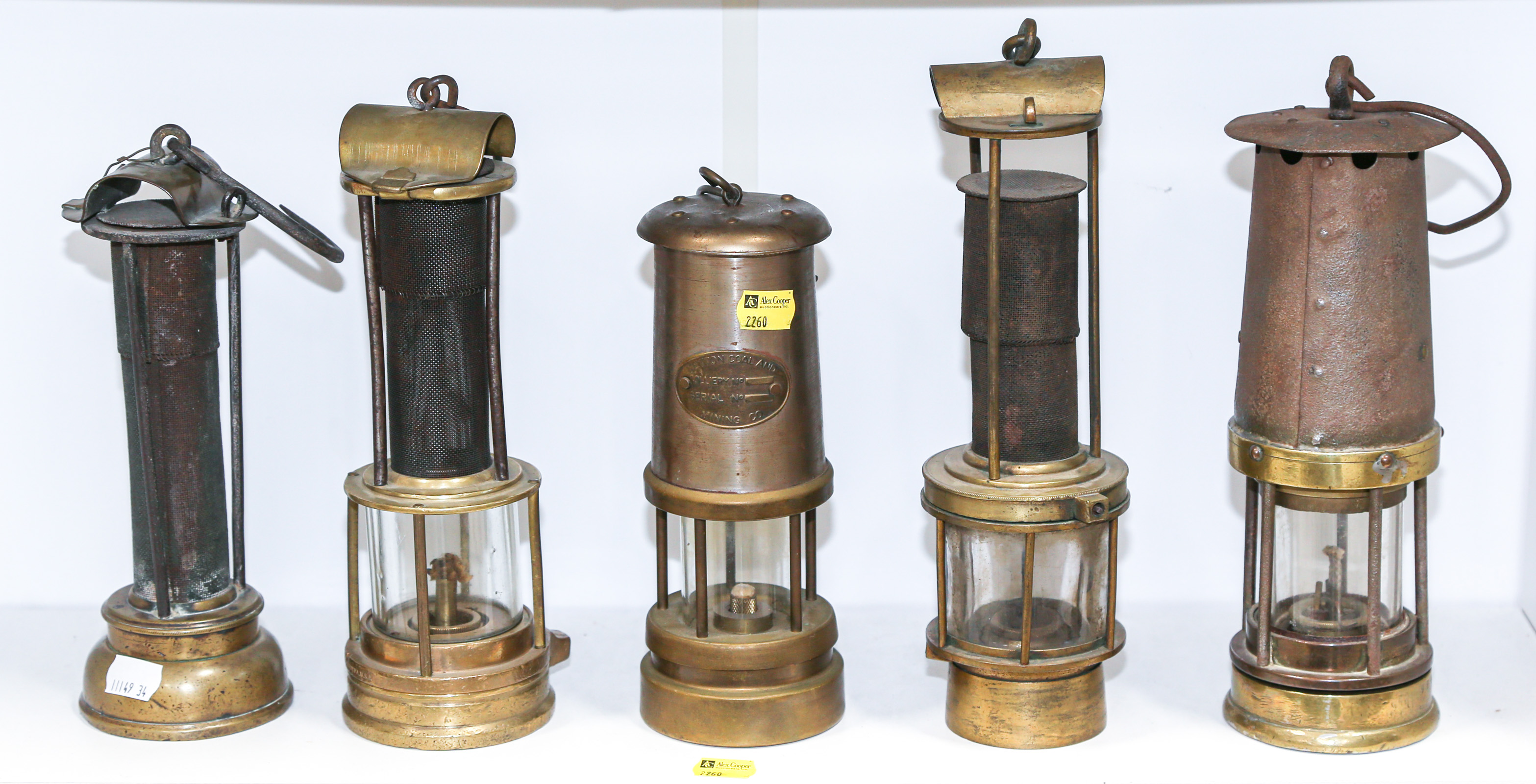 FIVE ASSORTED MINERS LAMPS Circa 369c62