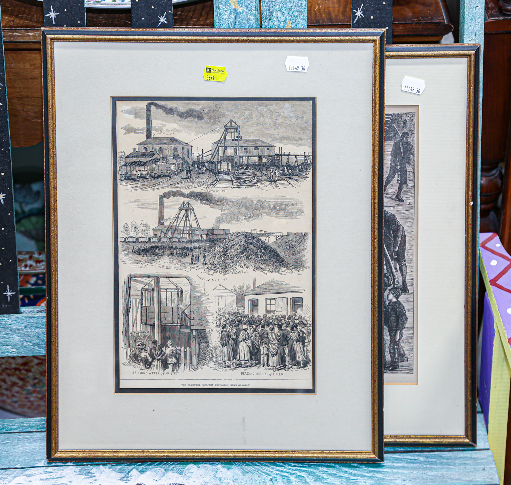TWO FRAMED COAL MINING PRINTS Probably 369c82