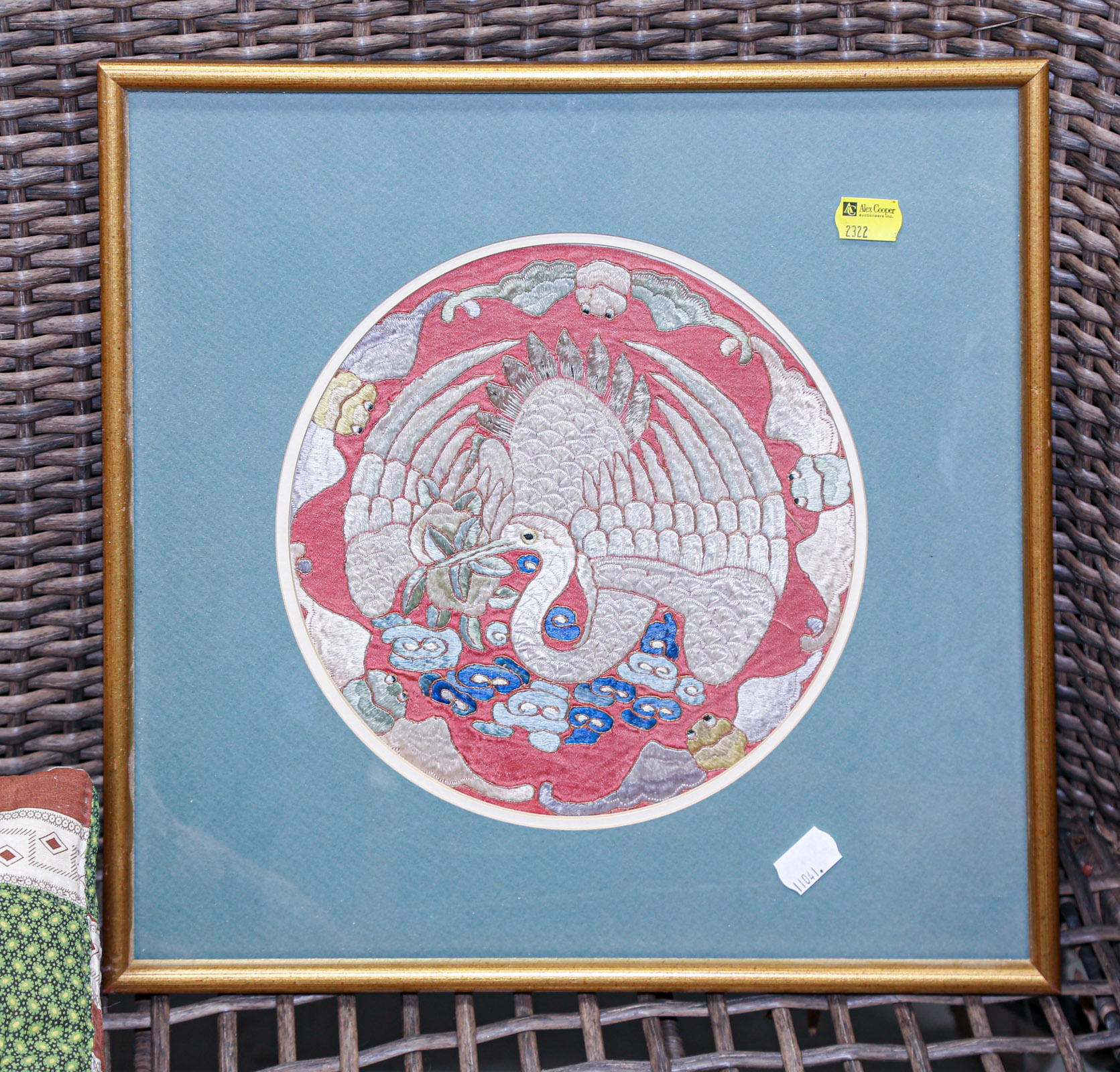 FRAMED CHINESE EMBROIDERED SILK 369c9c