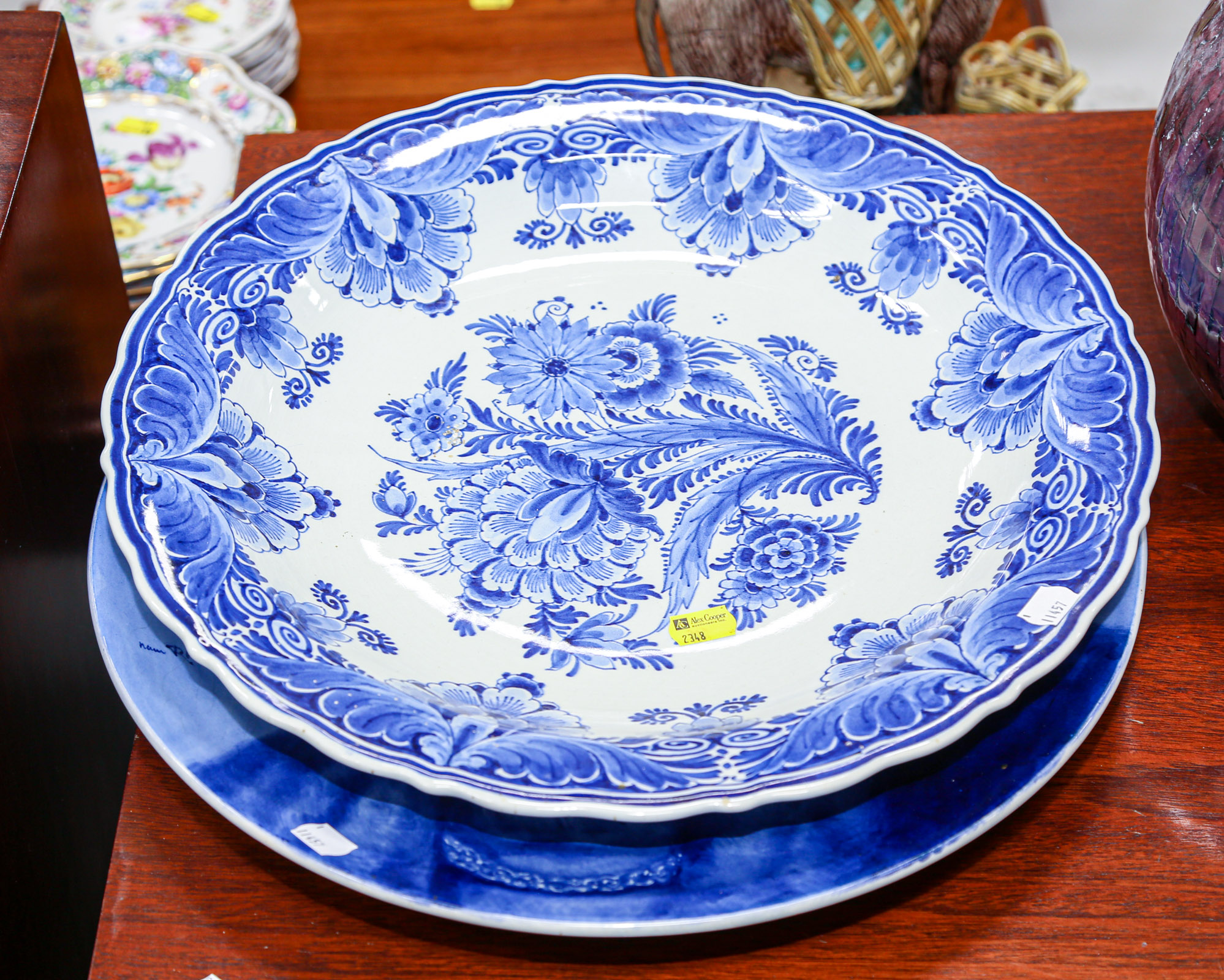 TWO DELFT CHARGERS 20th century; one