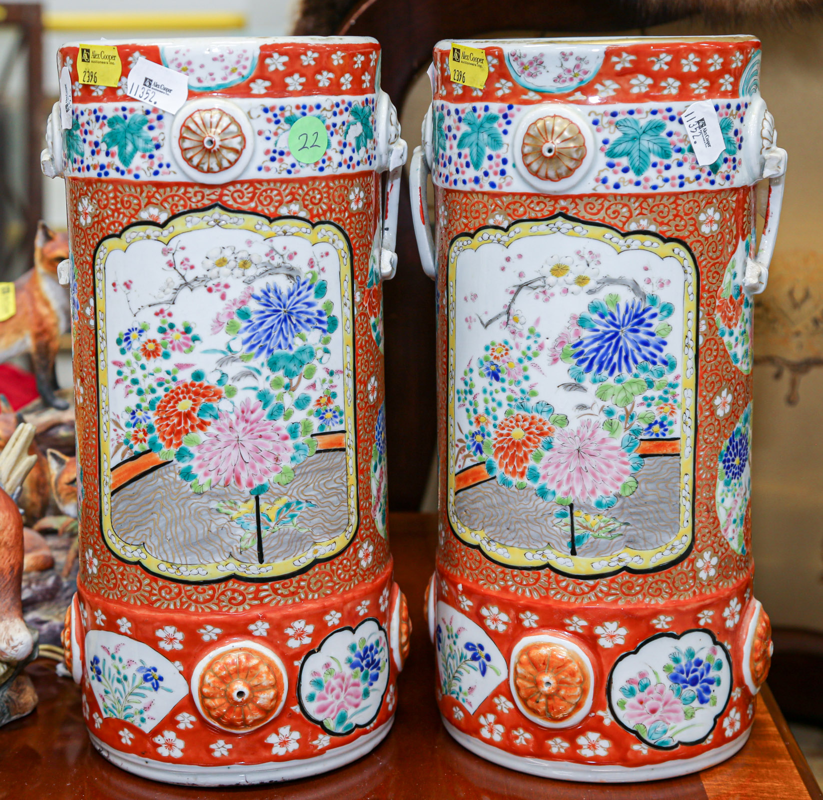 A PAIR OF JAPANESE FUKAGAWA VASES Both