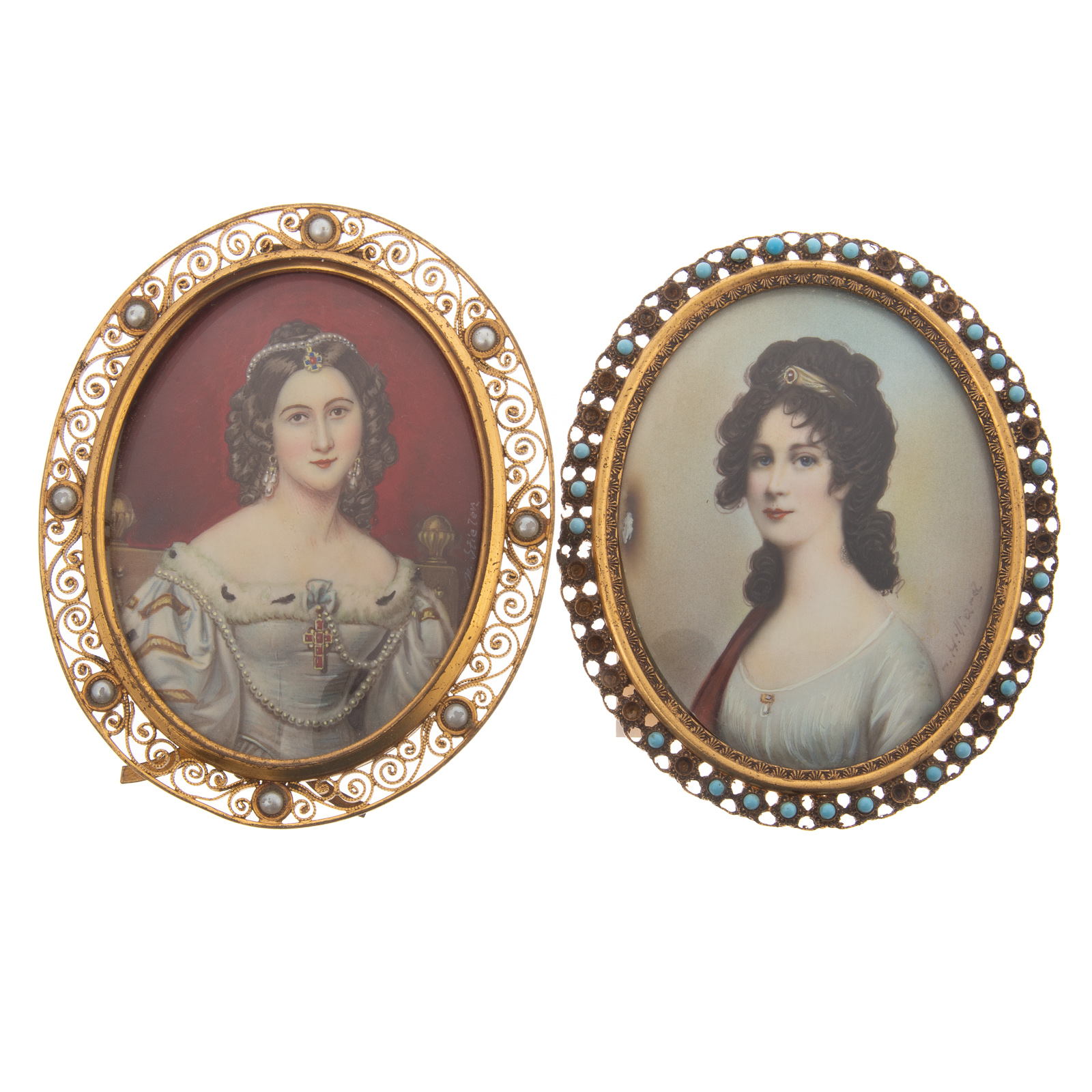 TWO PORTRAIT MINIATURES OF BEAUTIES 369d30