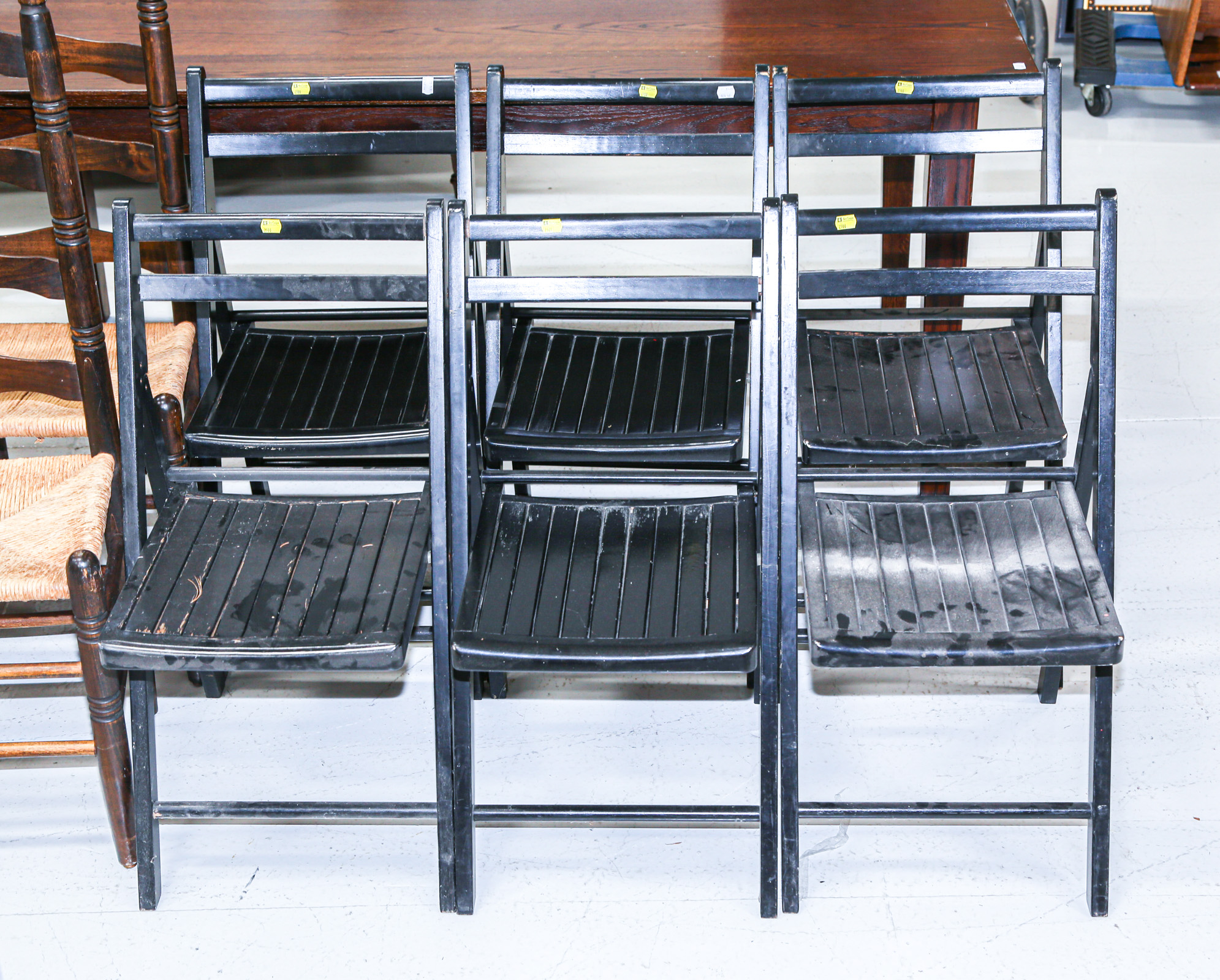 SET OF SIX FOLDING CHAIRS 32 in. H.,