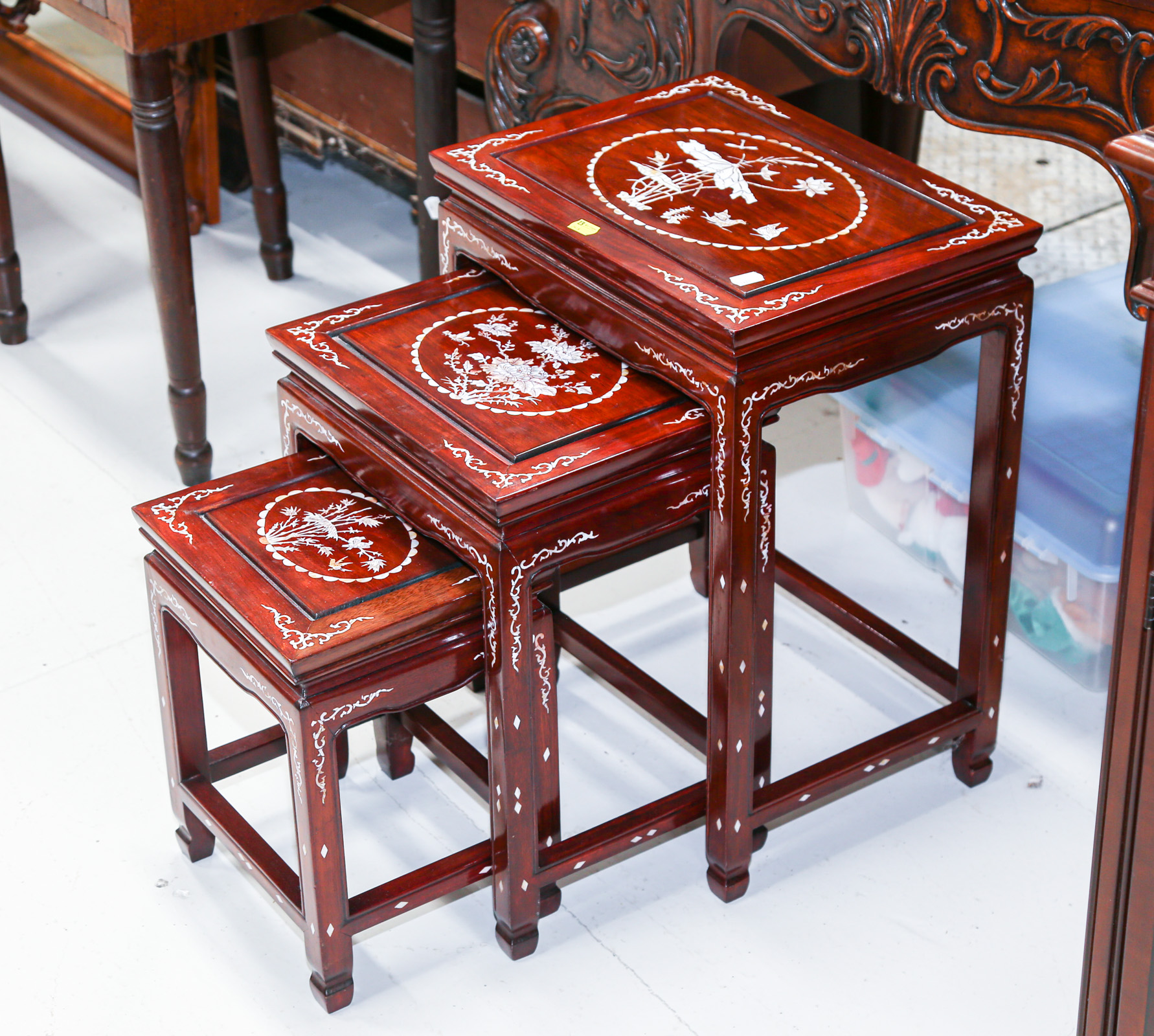 SET OF THREE CHINESE NESTING TABLES