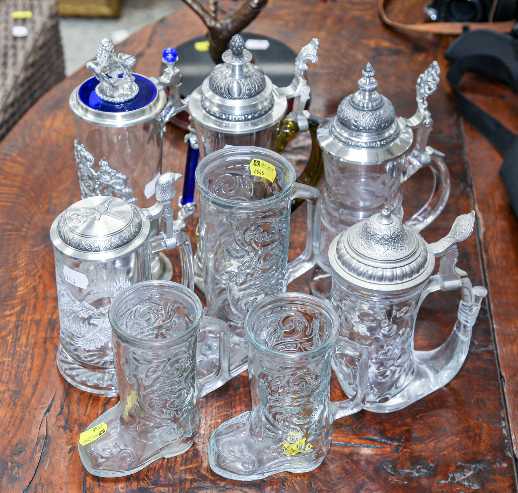 GROUP OF GERMAN GLASS STEINS &