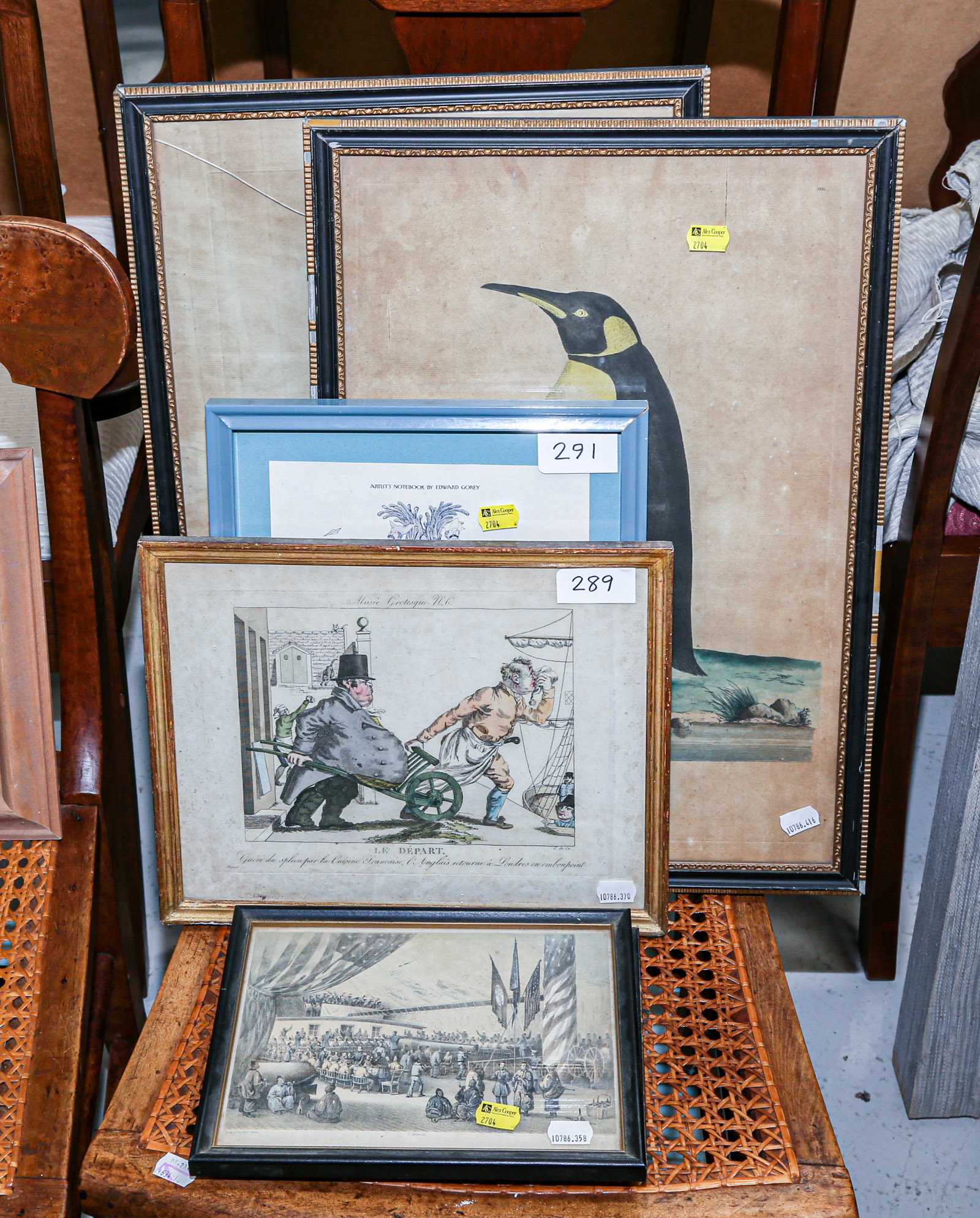 FIVE FRAMED ANTIQUE ENGRAVINGS