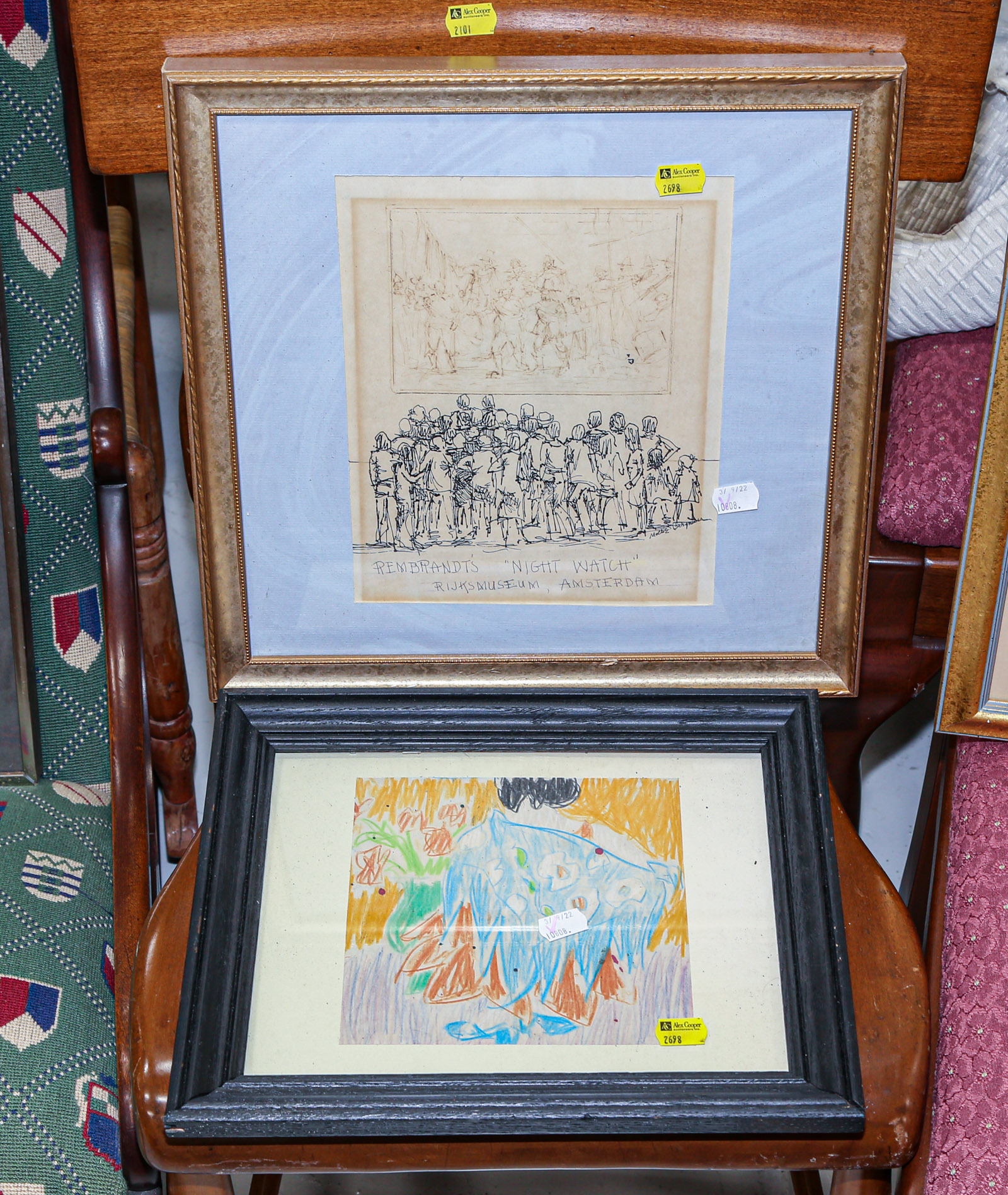 TWO FRAMED DRAWINGS Including Moche 369dcc