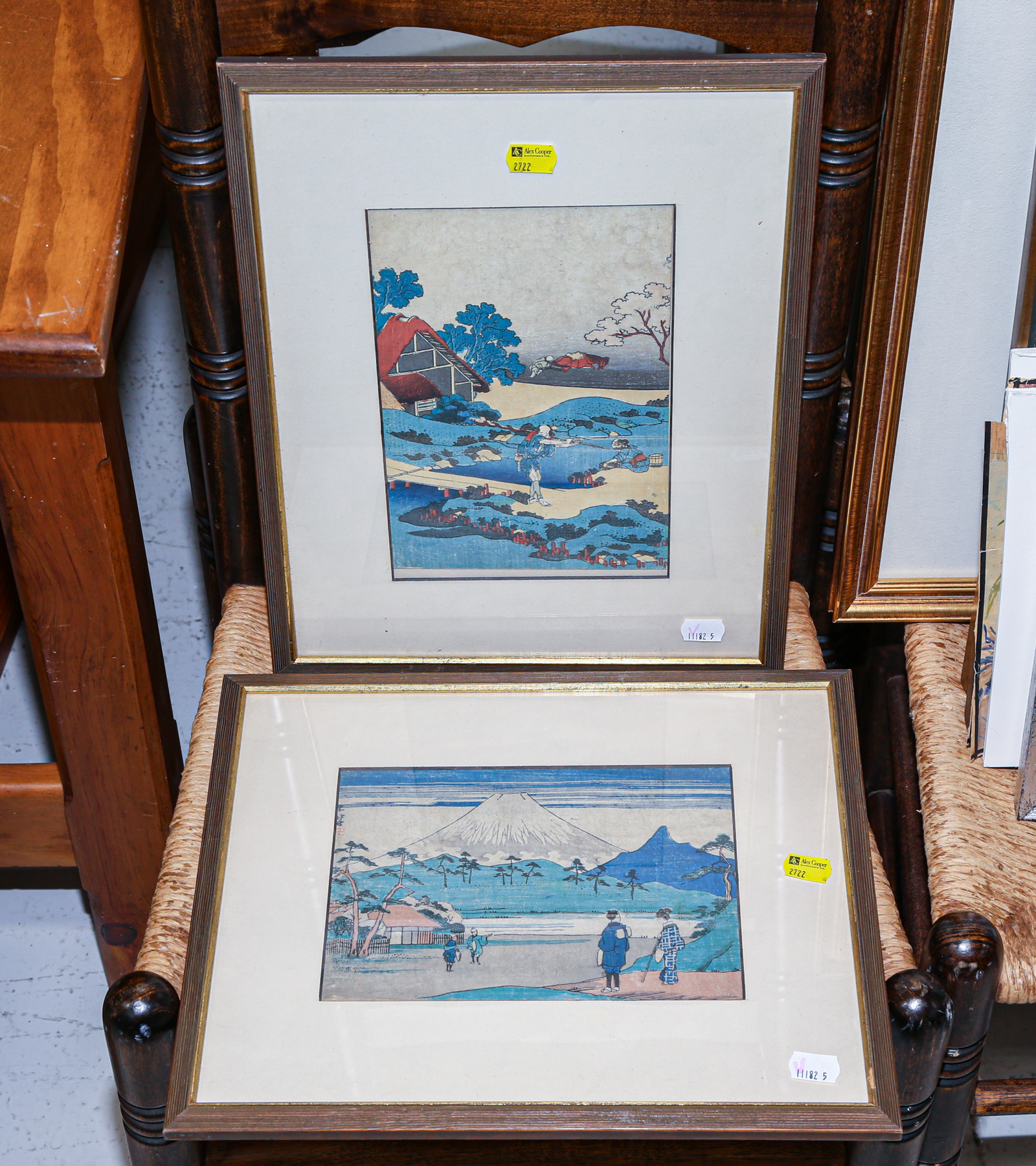 AFTER HOKUSAI TWO FRAMED JAPANESE 369de3