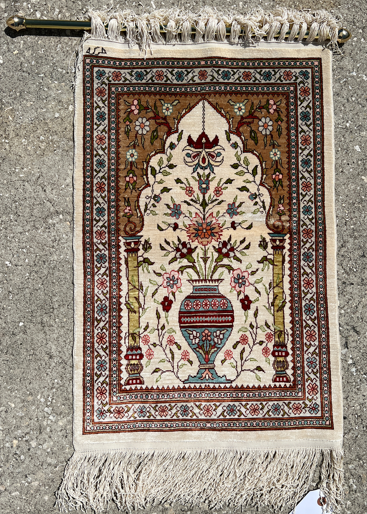 TURKISH HEREKE HK SILK PRAYER RUG  369e41