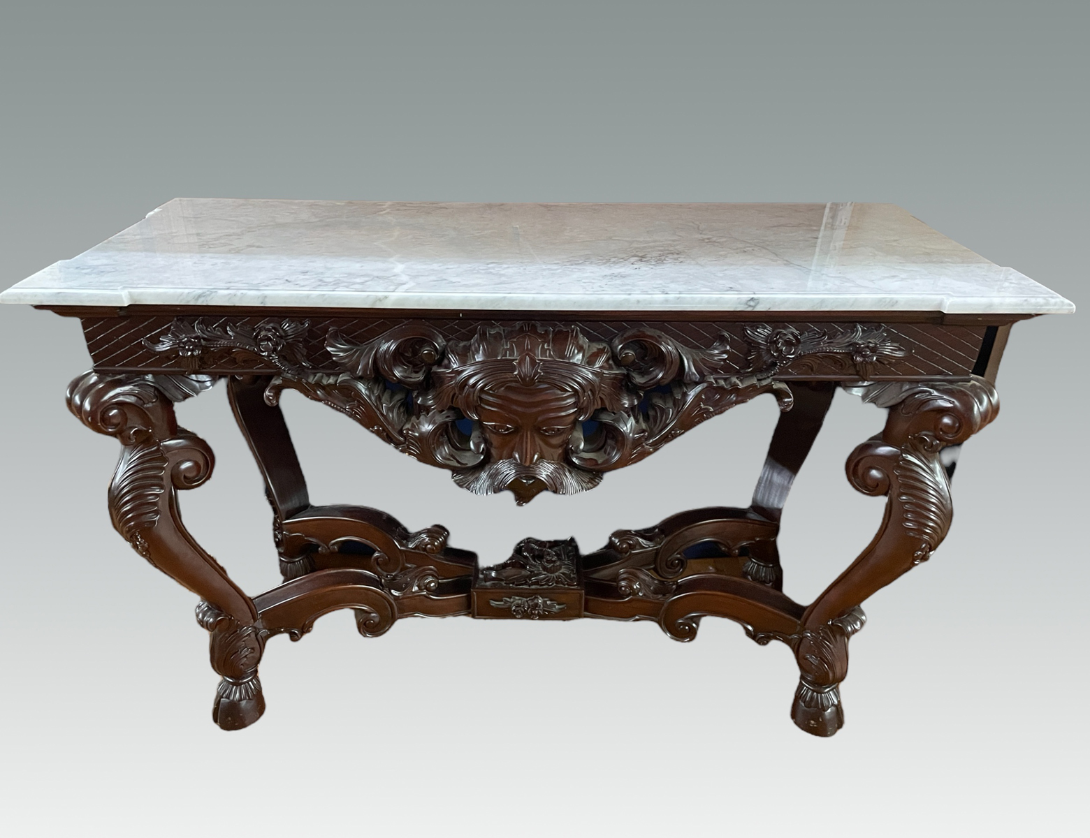 CARVED INDONESIAN MARBLE TOP TABLE  369e42