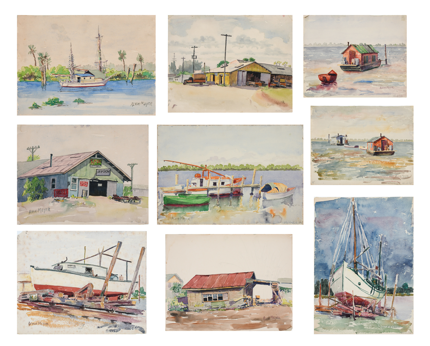 9 ALVIN MEYER OLD FLORIDA PAINTINGS  369ec0