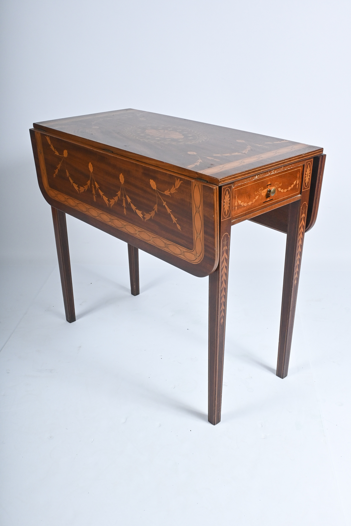 ITALIAN MARQUETRY INLAID DROP LEAF