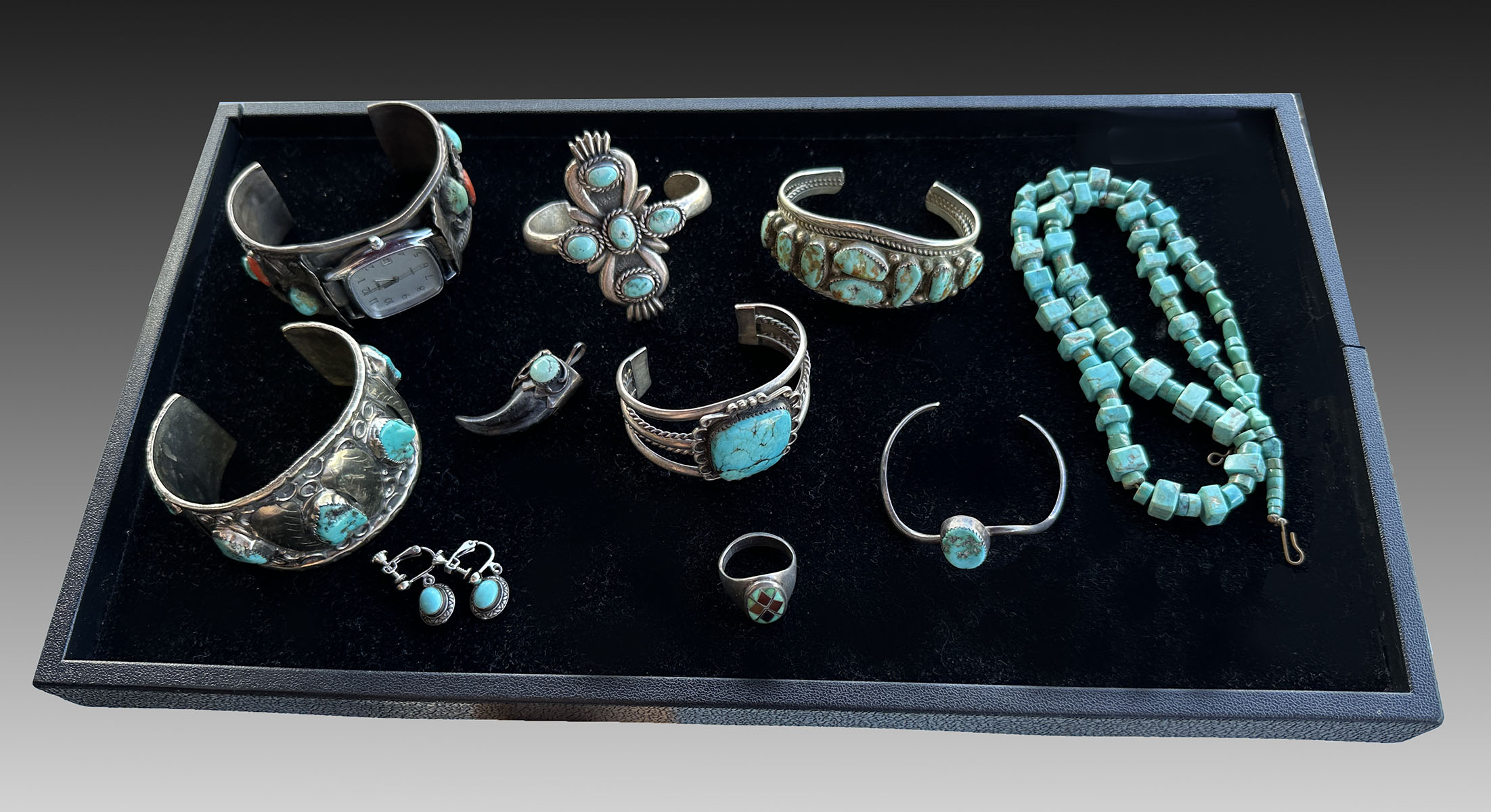 10PC TURQUOISE AND SILVER JEWELRY 369f70