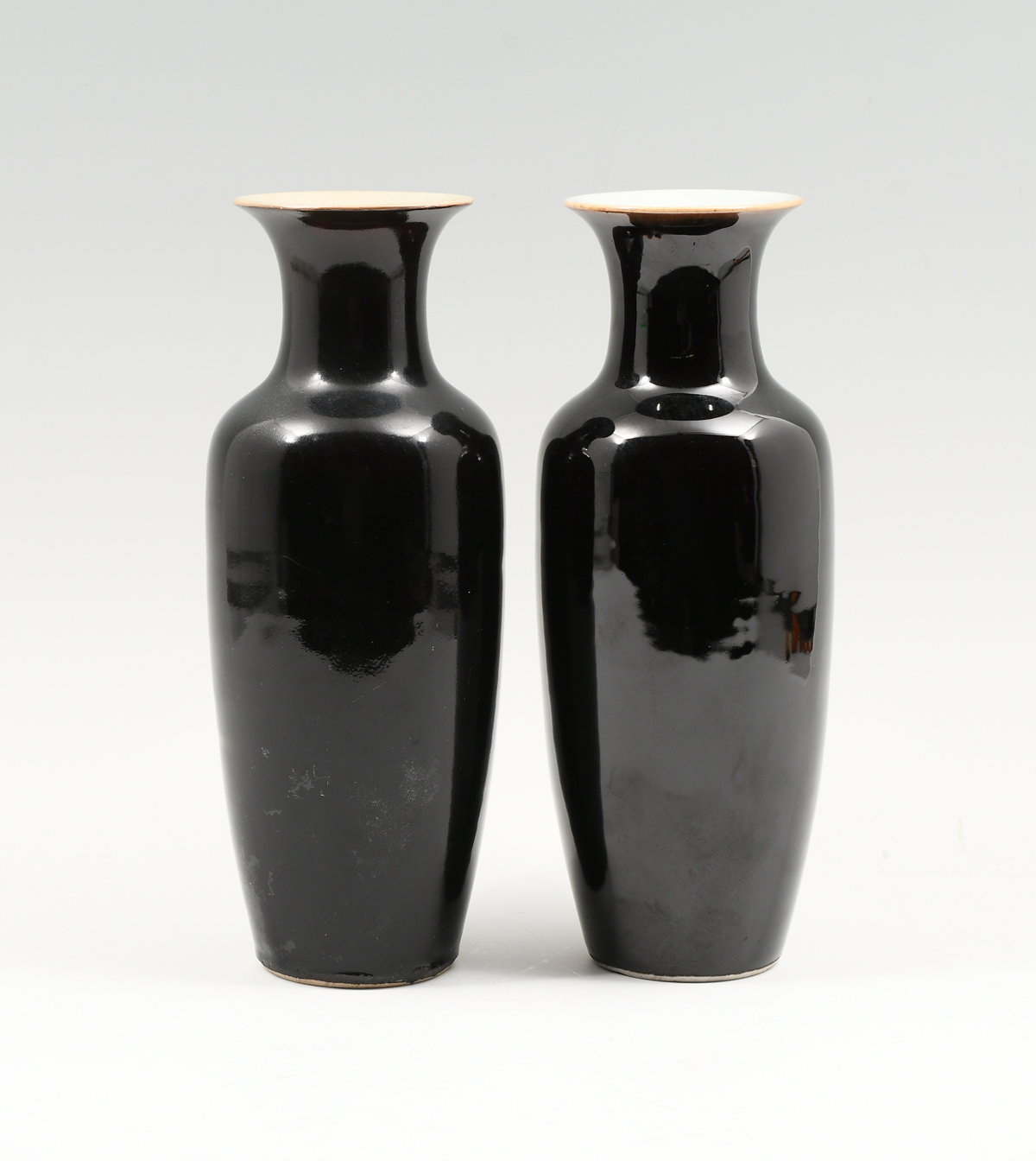 PAIR DARK BROWN GLAZED CHINESE