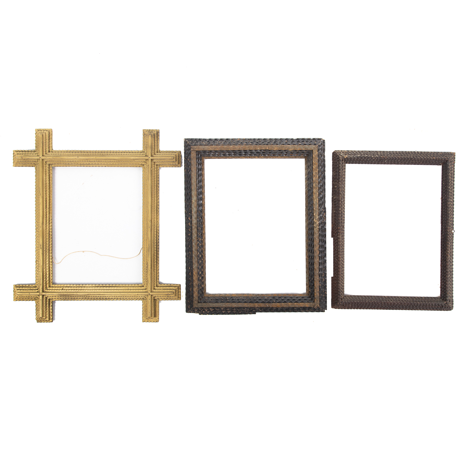 THREE TRAMP ART NOTCH CARVED FRAMES 369faf