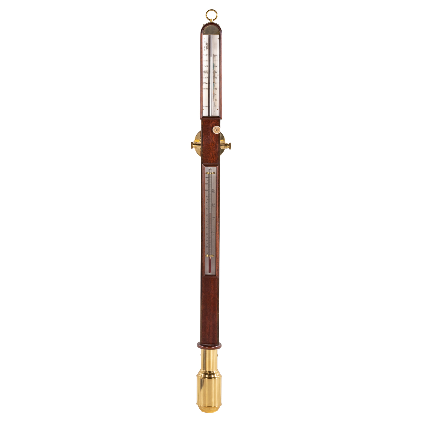 A COMITTI MAHOGANY STICK BAROMETER THERMOMETER 36a00c