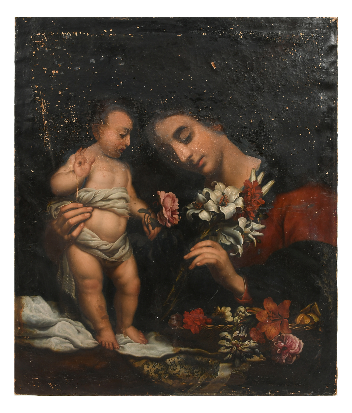 EARLY VIRGIN OF THE LILIES PAINTING 36a00d
