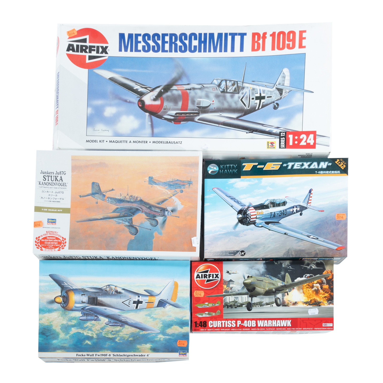 FIVE WWII AIRPLANE MODEL KITS Comprising 36a055